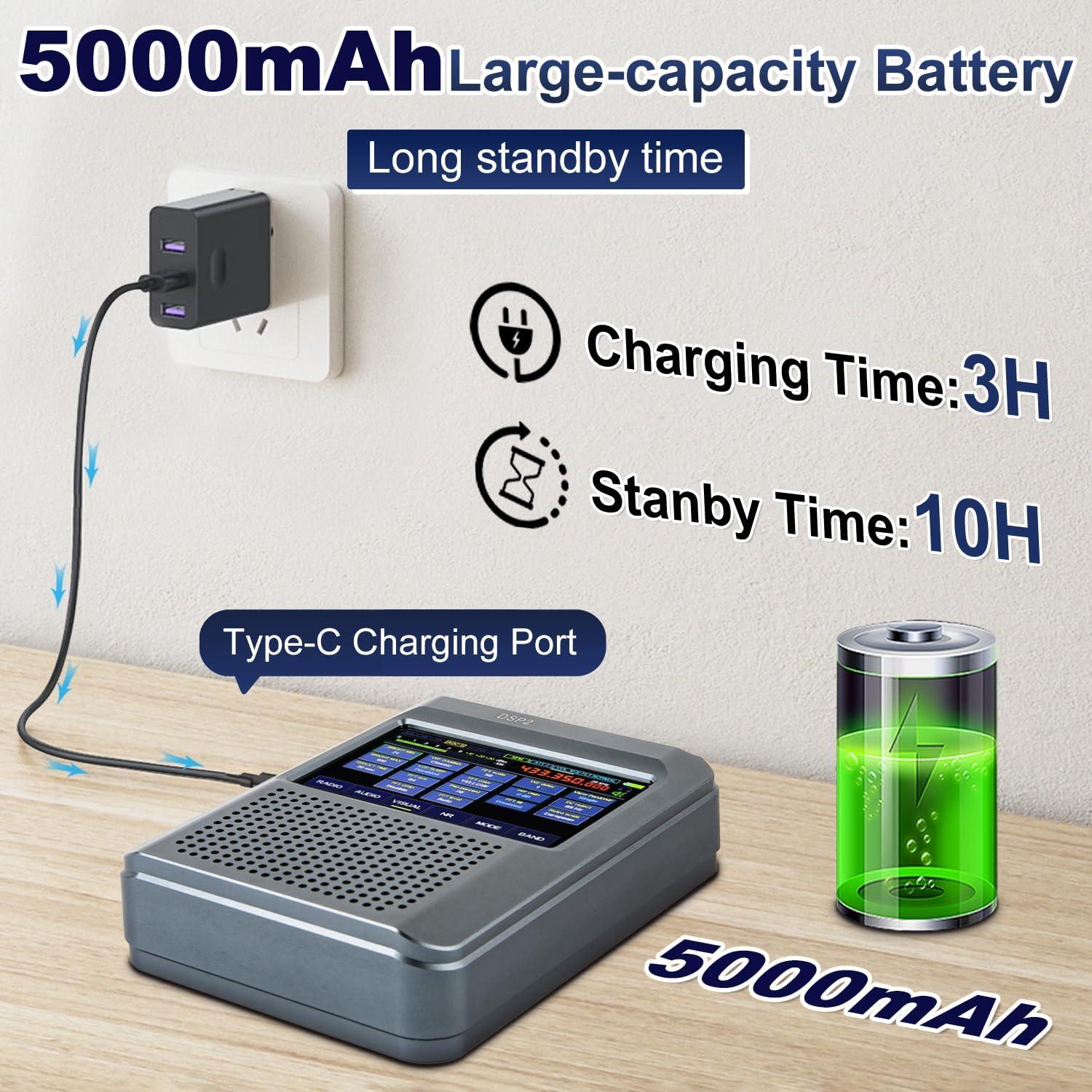 Receptor SDR Malachite DSP2 Portátil 10kHz-2GHz 5000mAh
