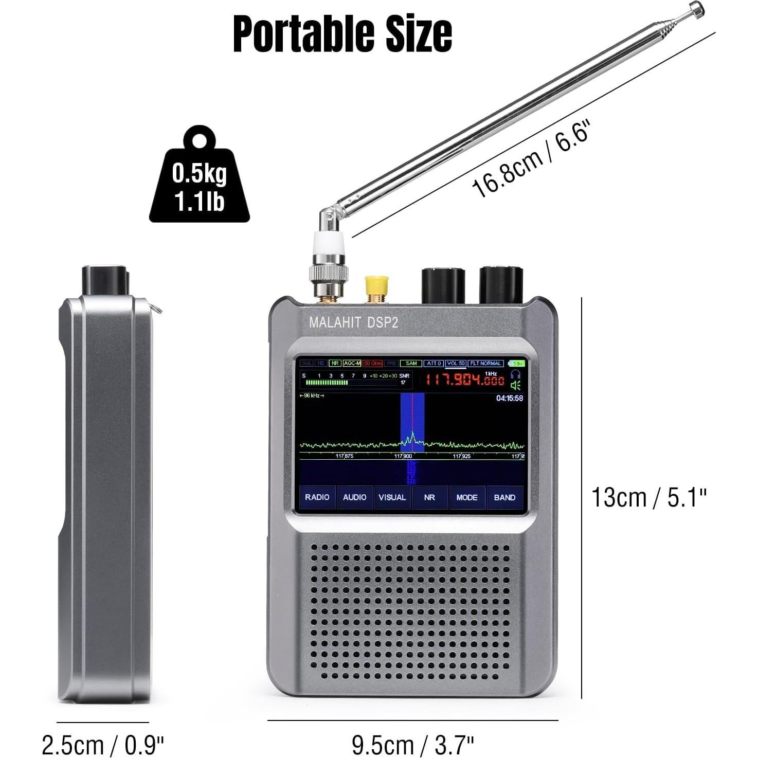 Radio SDR Raddy Malachite DSP2, Receptor 10kHz-2GHz, Pantalla 3.5"