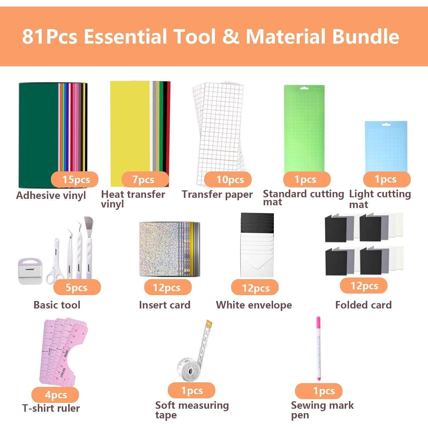 Kit de Accesorios Cricut Joy HAWERSI - Vinilo, Herramientas y Más