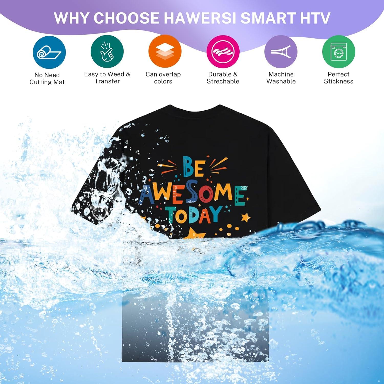 Paquete de 16 Piezas de Vinilo Termoadhesivo HAWERSI 24.1x30.5cm