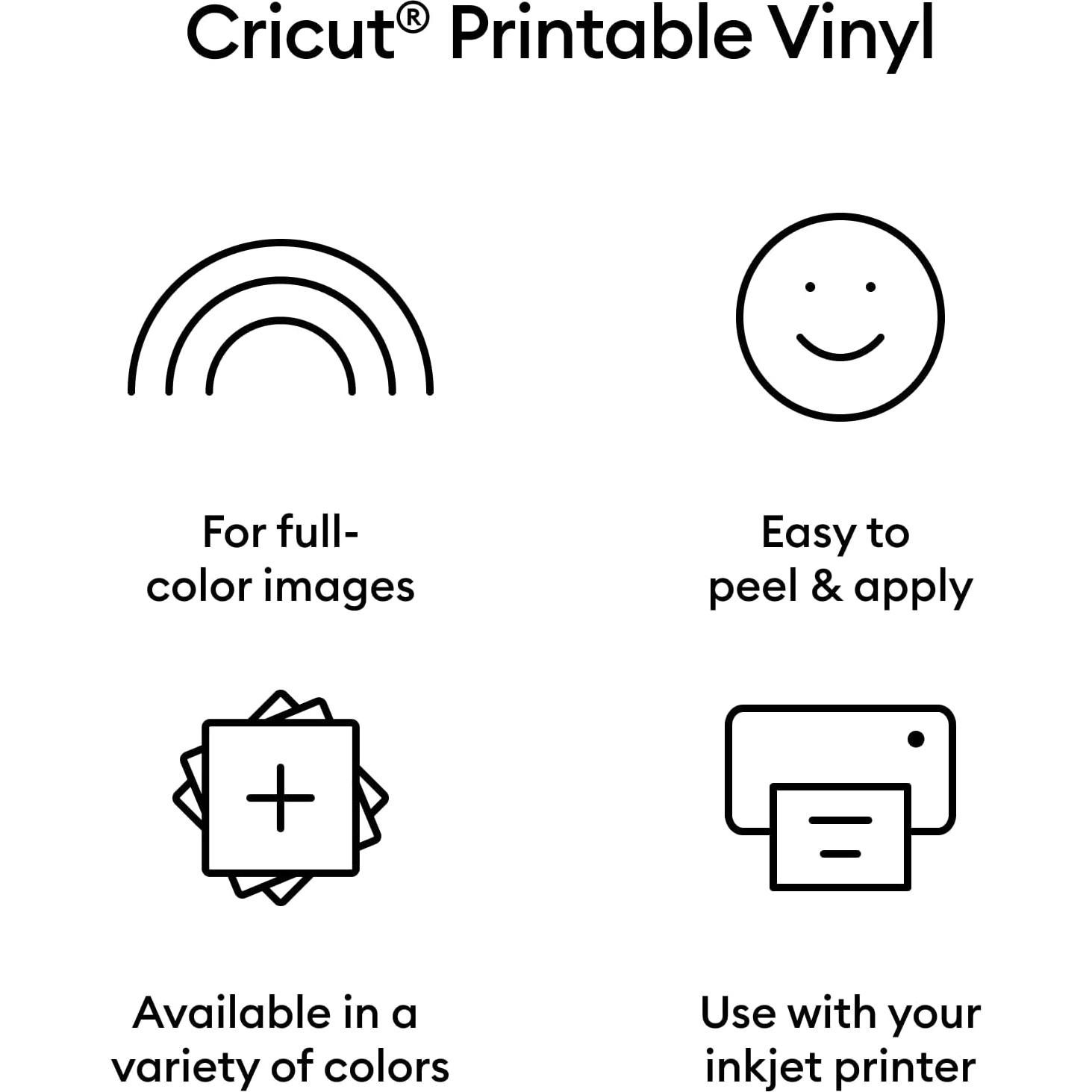 Vinilo Imprimible Cricut 50 Hojas 21.6x27.9cm Compatible Maker