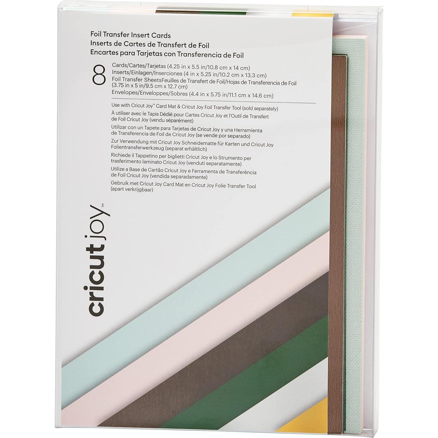 Tarjetas de Inserción Transferencia Foil Cricut Joy A2 8 Pzas