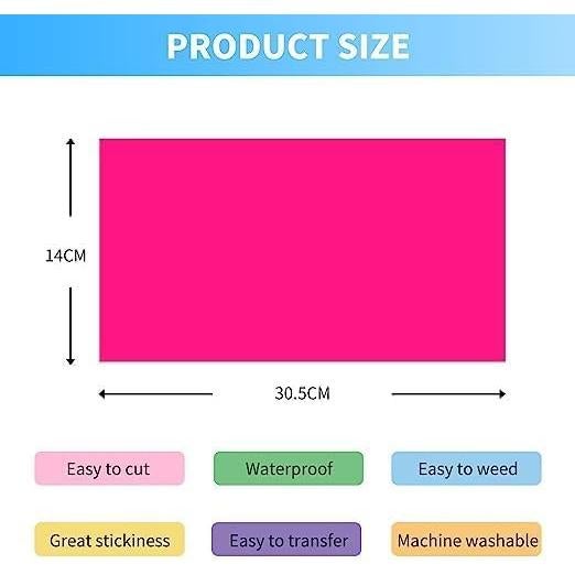 Vinilo Termoadhesivo MeYuxg 40 Hojas 14x30.48cm para Cricut Joy