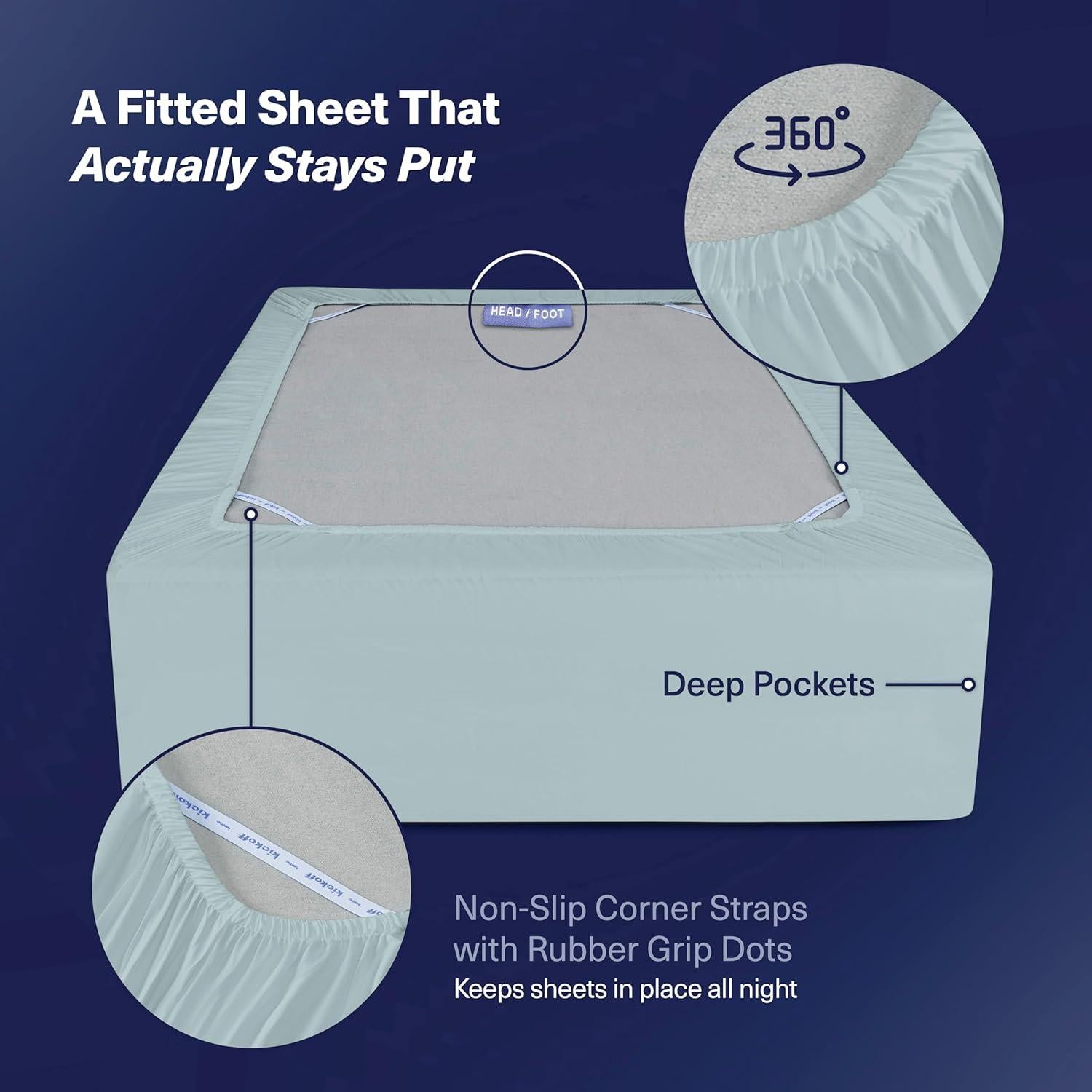 Sábanas de Viscosa de Bambú Kickoff Queen 4 Piezas Azul