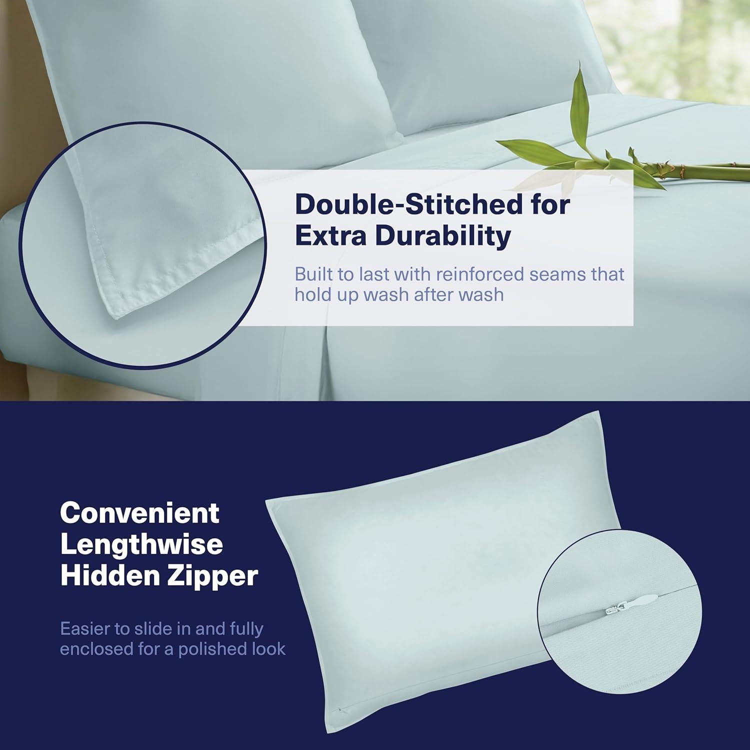 Sábanas de Viscosa de Bambú Kickoff Queen 4 Piezas Azul