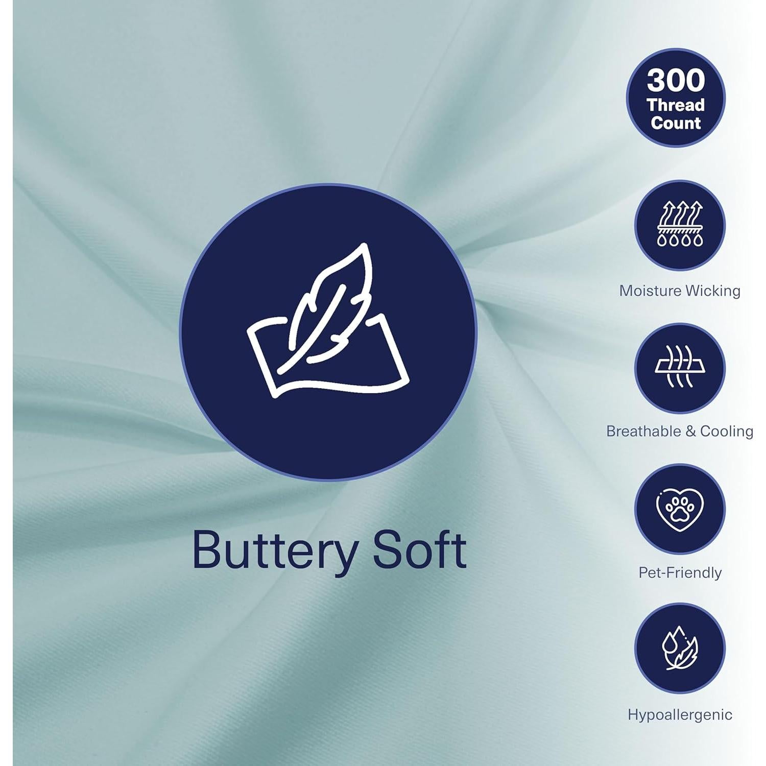 Sábanas de Viscosa de Bambú Kickoff Queen 4 Piezas Azul