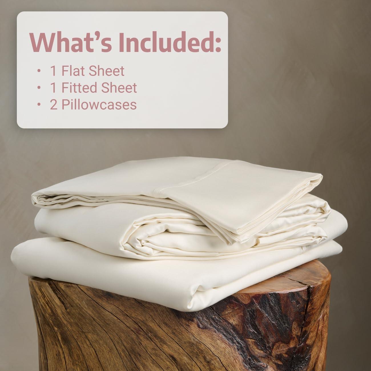 Juego de Sábanas Reina 100% Bambú Weddingly Marfil 4 Piezas