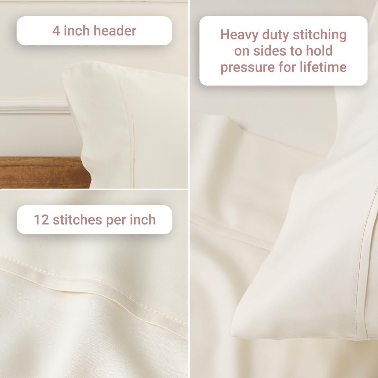 Juego de Sábanas Reina 100% Bambú Weddingly Marfil 4 Piezas