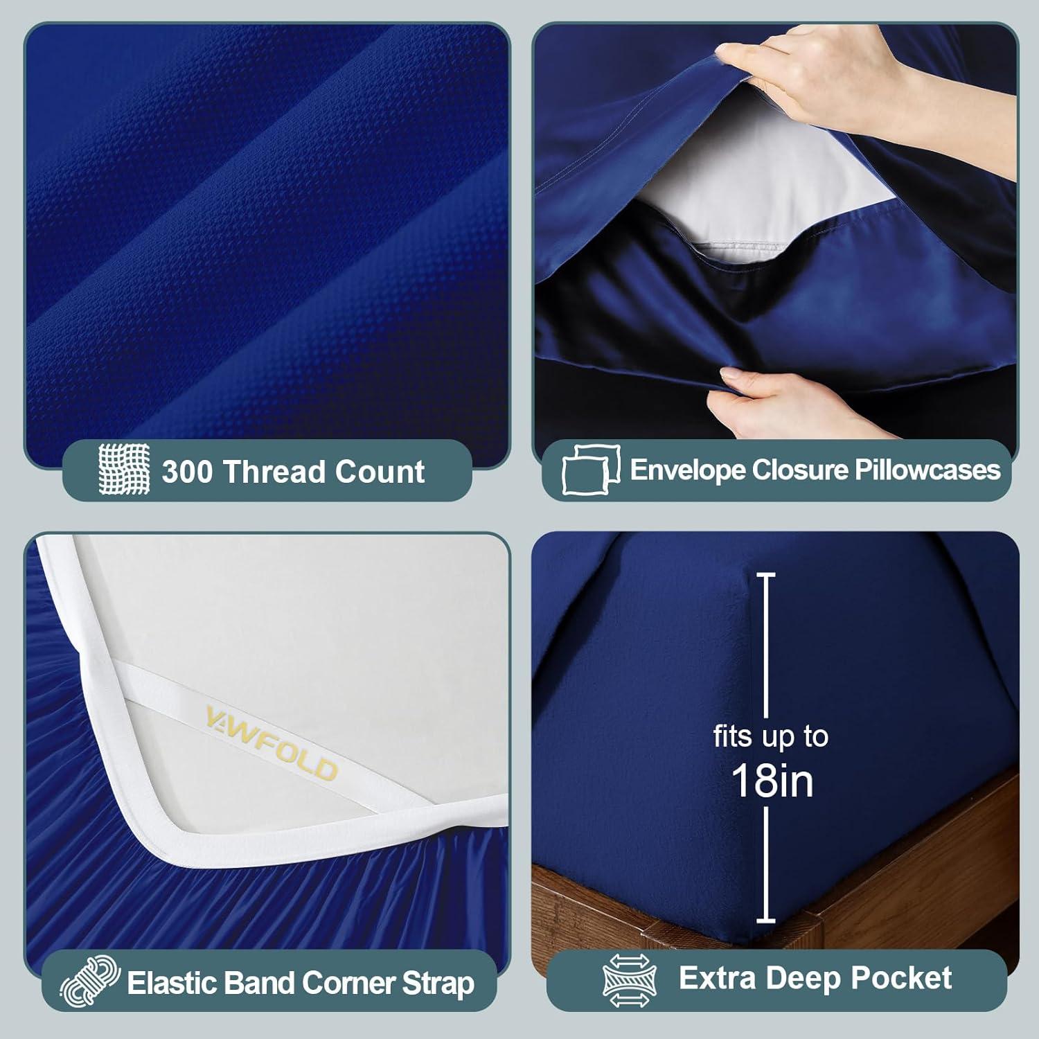 Juego de Sábanas Queen Yawfold 100% Viscosa Bambú 4 Piezas