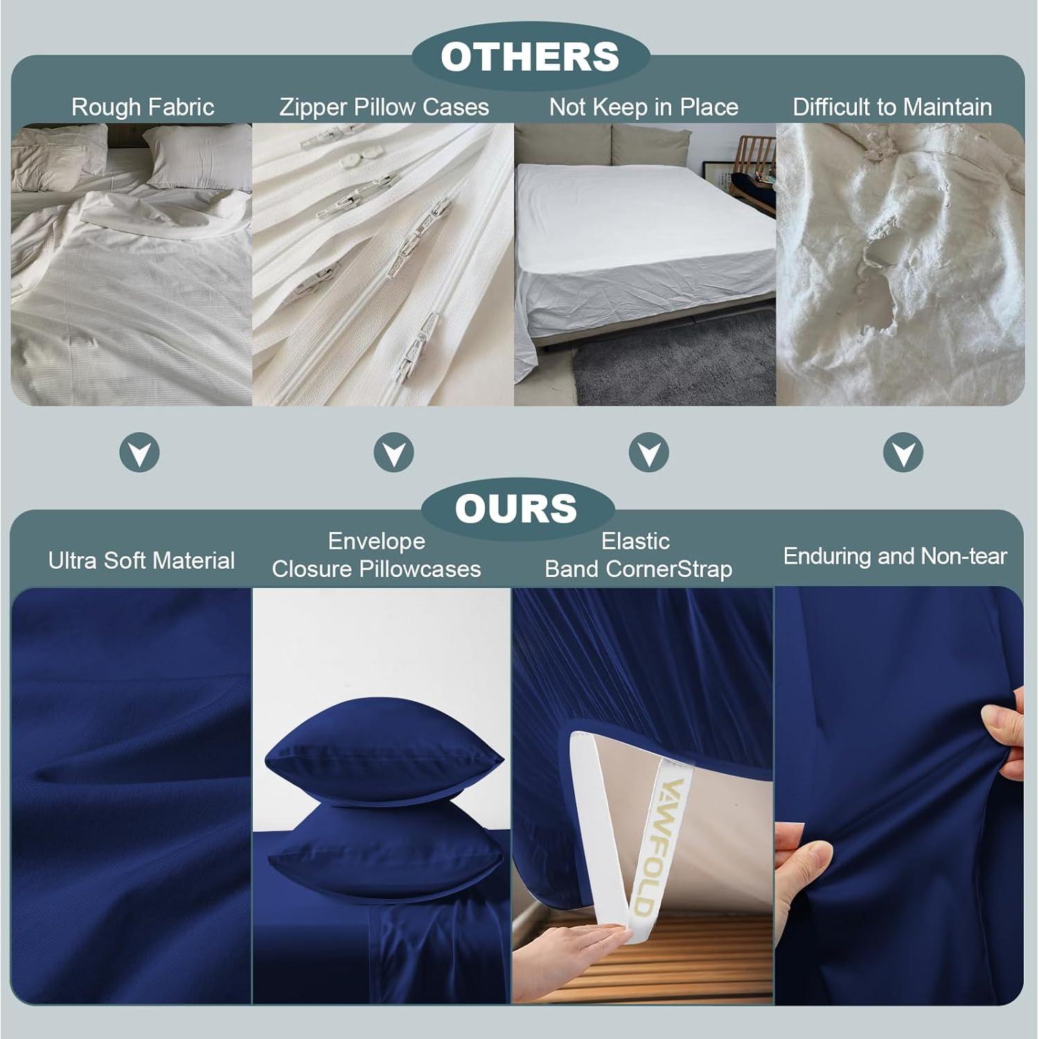 Juego de Sábanas Queen Yawfold 100% Viscosa Bambú 4 Piezas