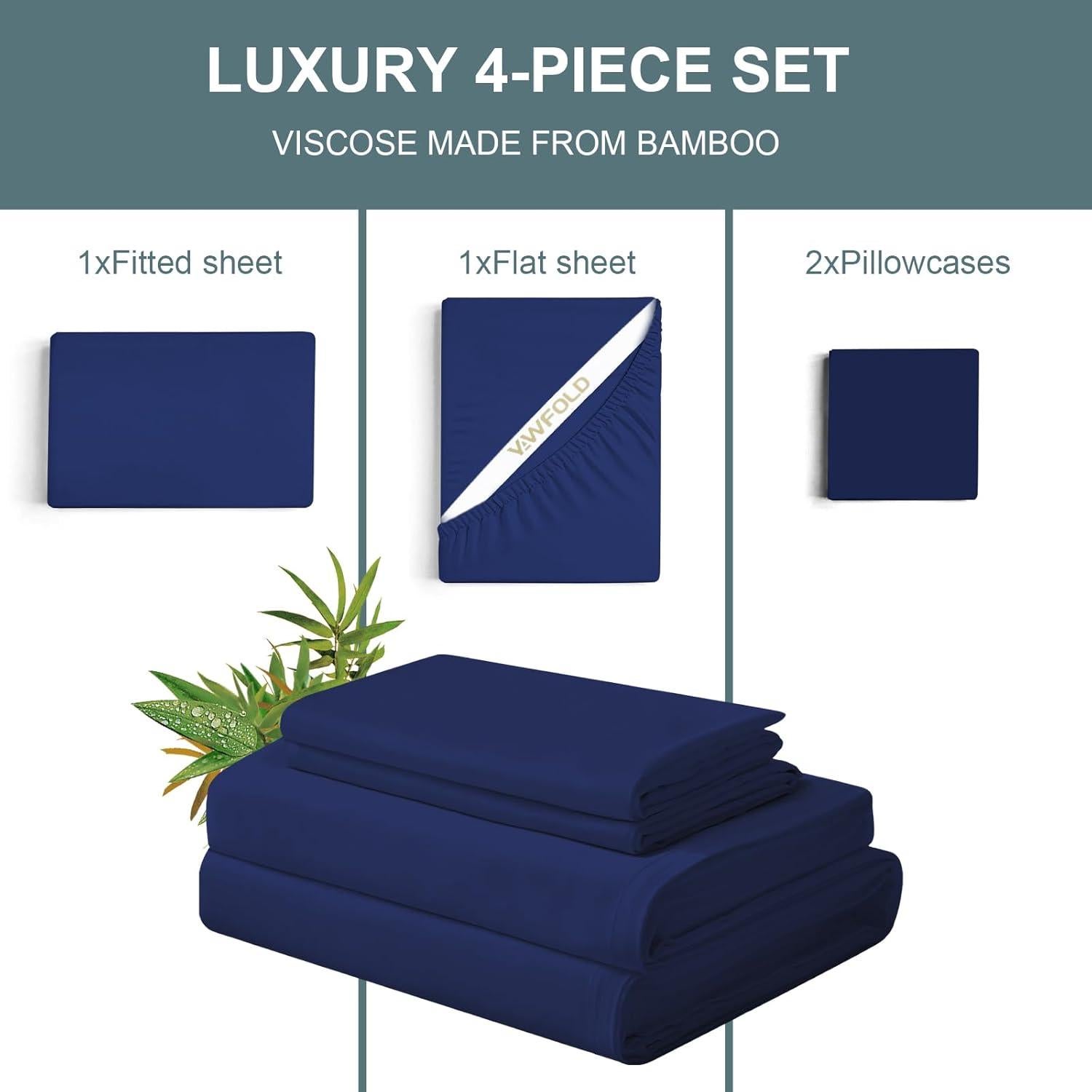 Juego de Sábanas Queen Yawfold 100% Viscosa Bambú 4 Piezas
