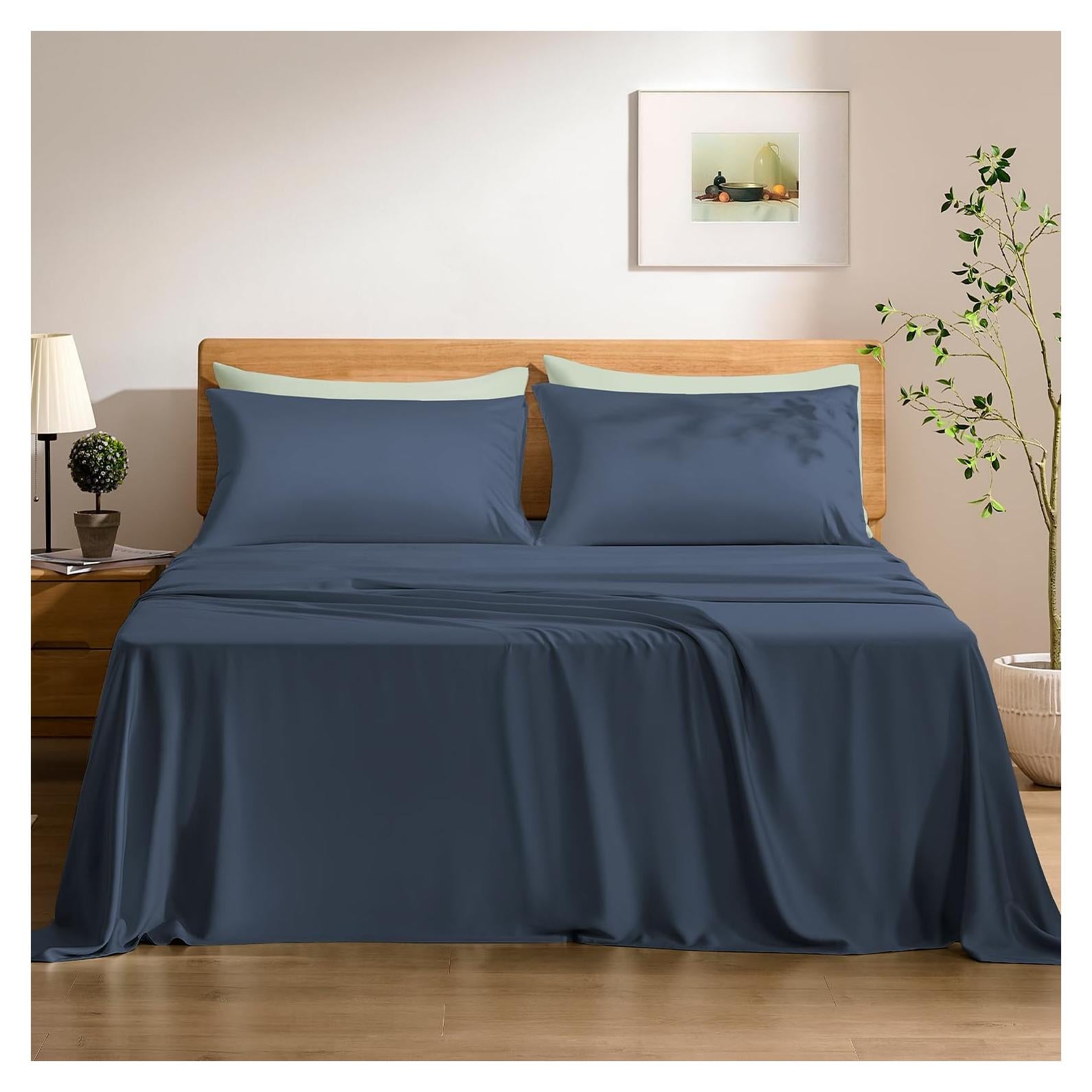 Juego de Sábanas de Enfriamiento TOSMO - 100% Viscosa de Bambú King