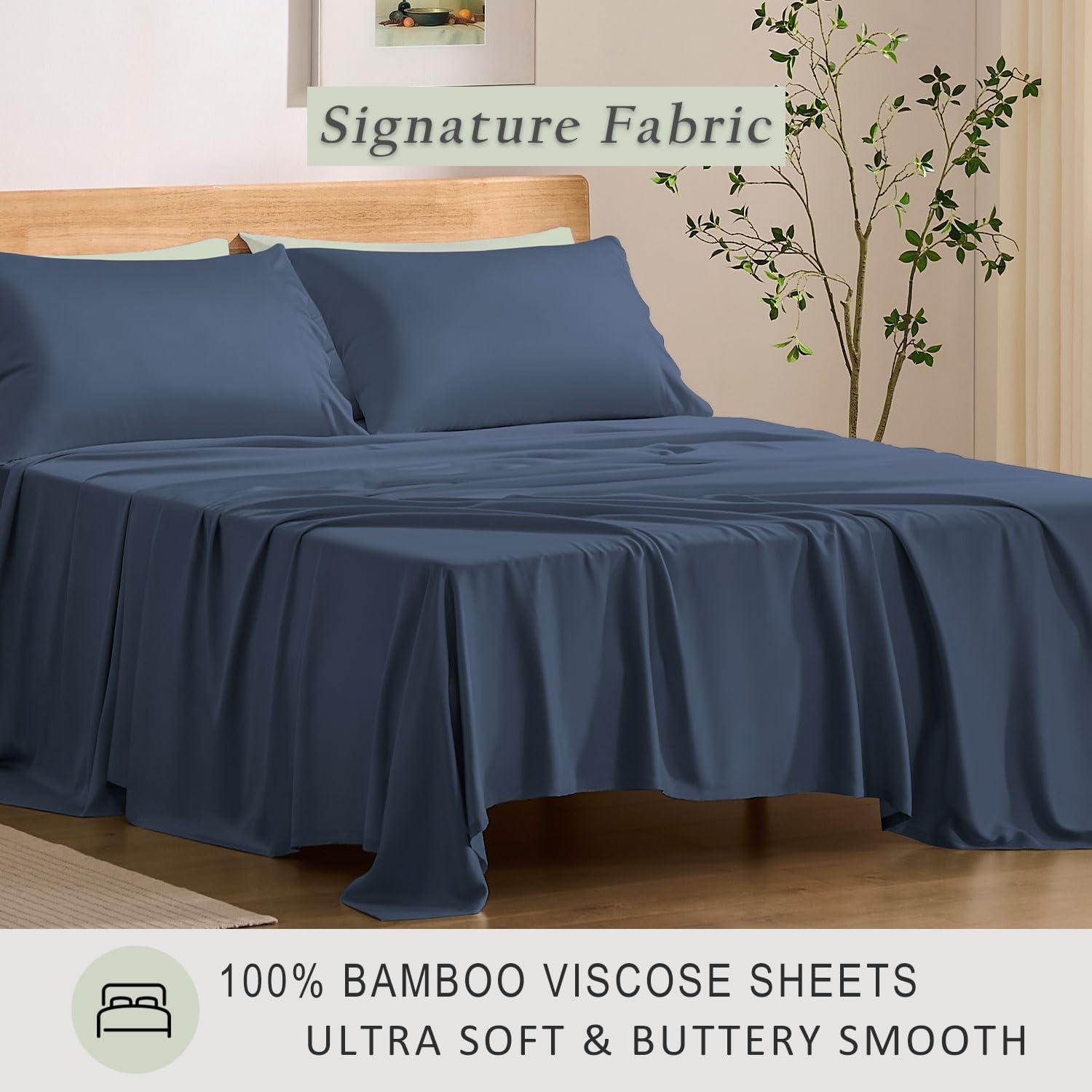 Juego de Sábanas de Enfriamiento TOSMO - 100% Viscosa de Bambú King