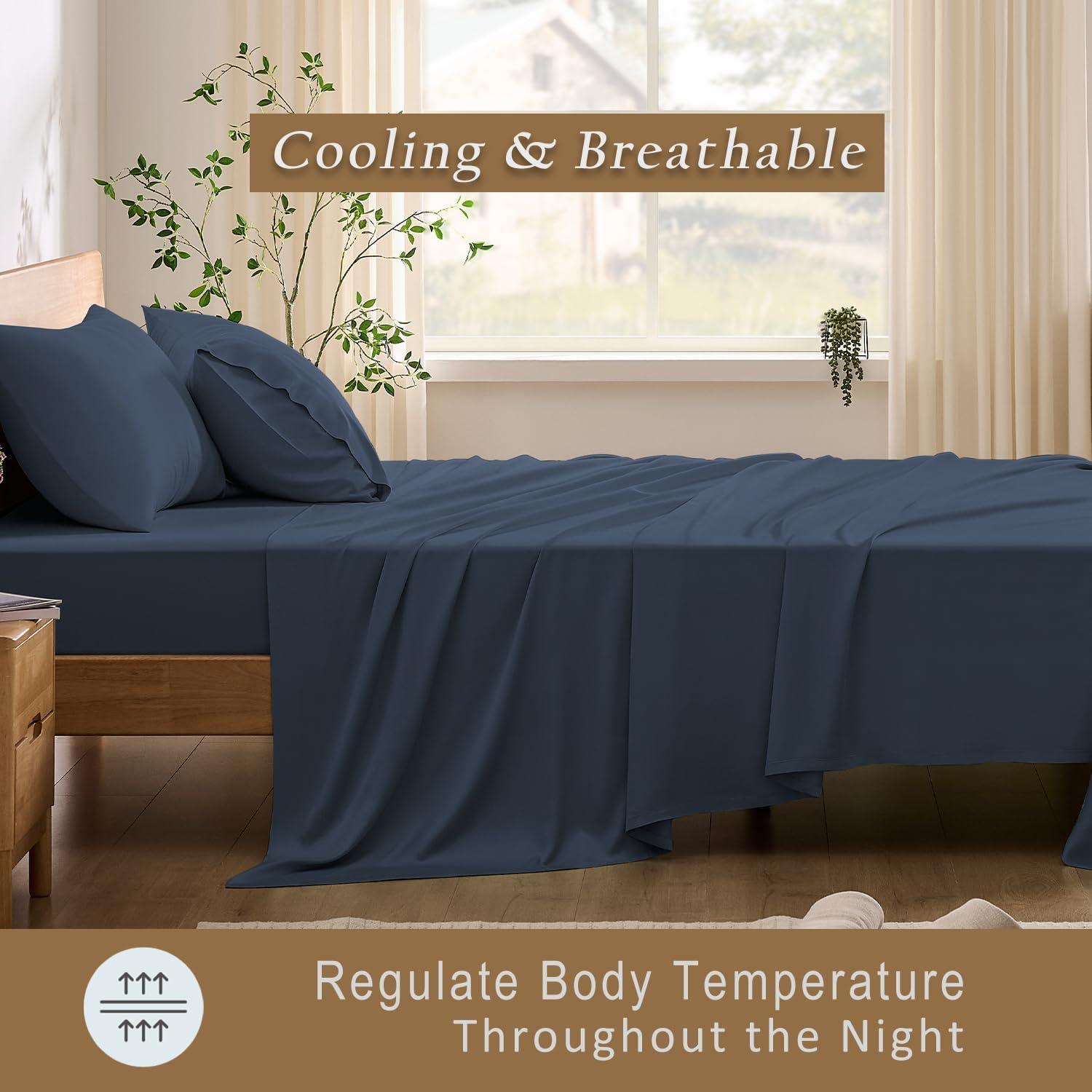 Juego de Sábanas de Enfriamiento TOSMO - 100% Viscosa de Bambú King