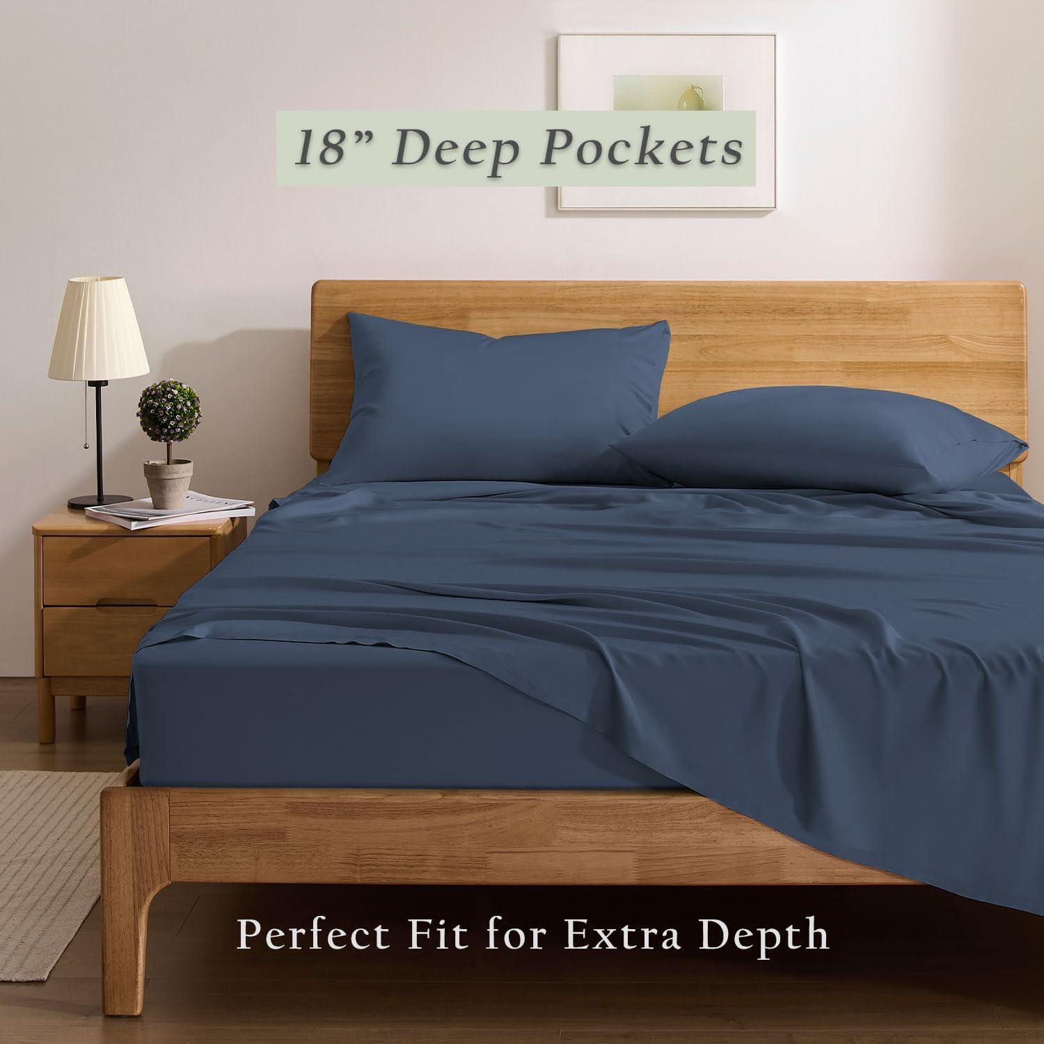 Juego de Sábanas de Enfriamiento TOSMO - 100% Viscosa de Bambú King