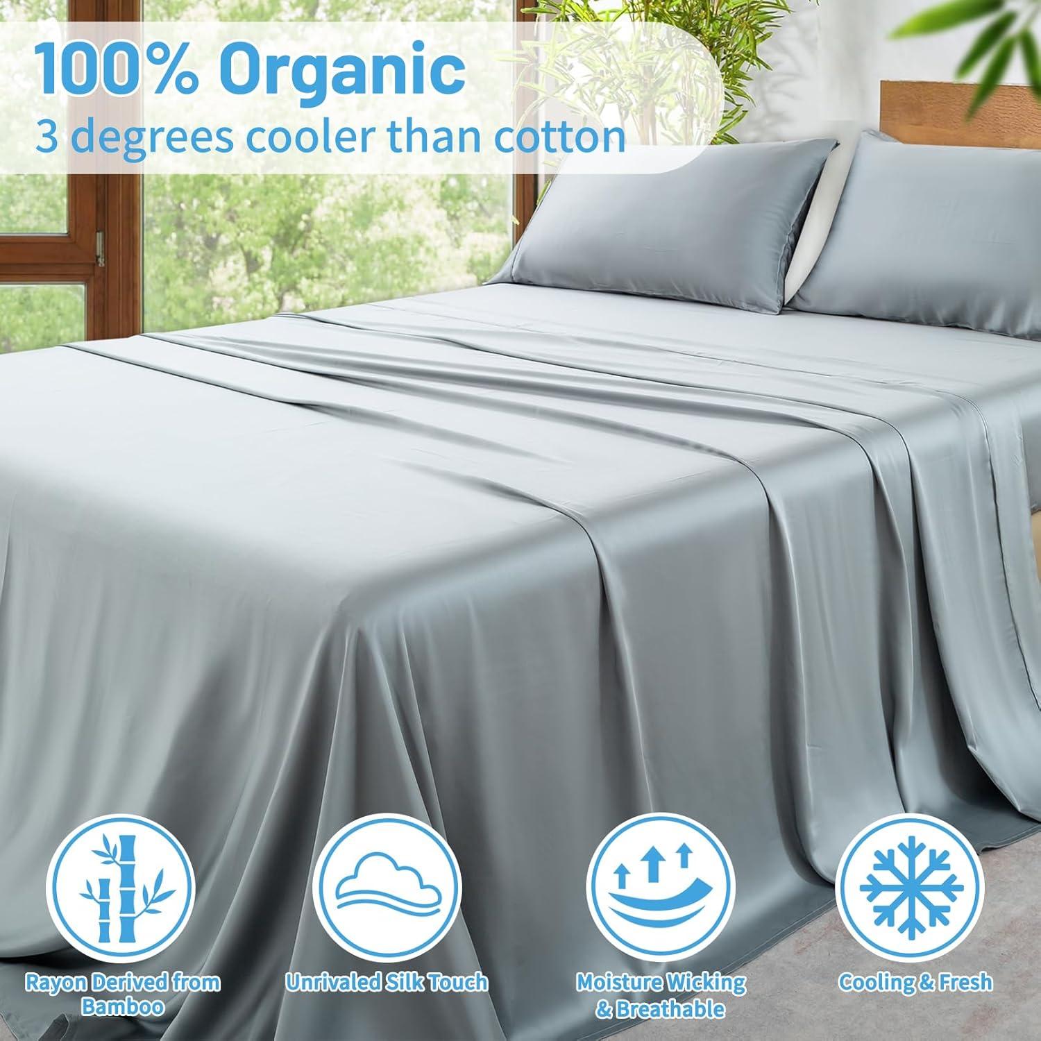 Juego de Sábanas de Viscosa de Bambú MEISHANG Completo 400TC