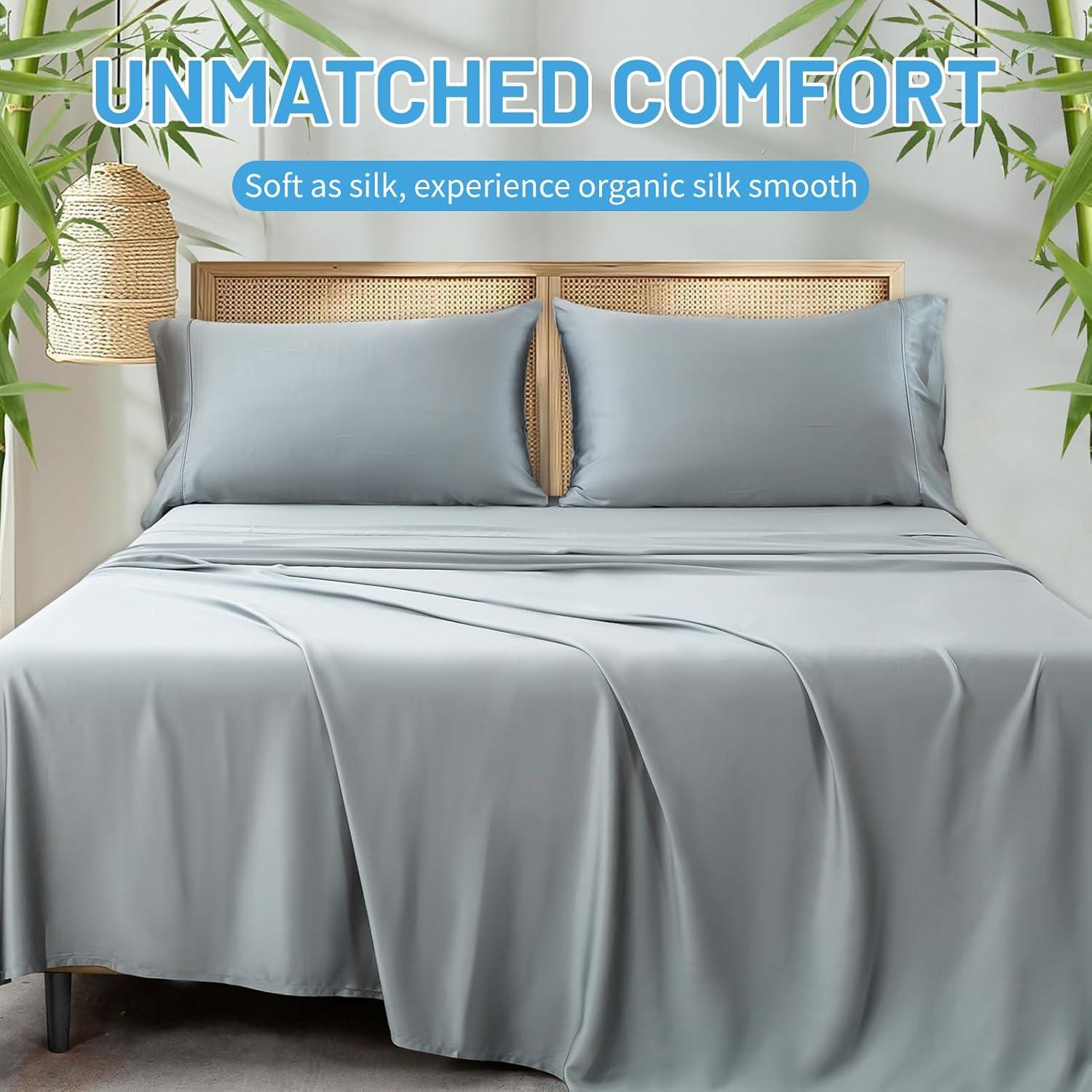Juego de Sábanas de Viscosa de Bambú MEISHANG Completo 400TC