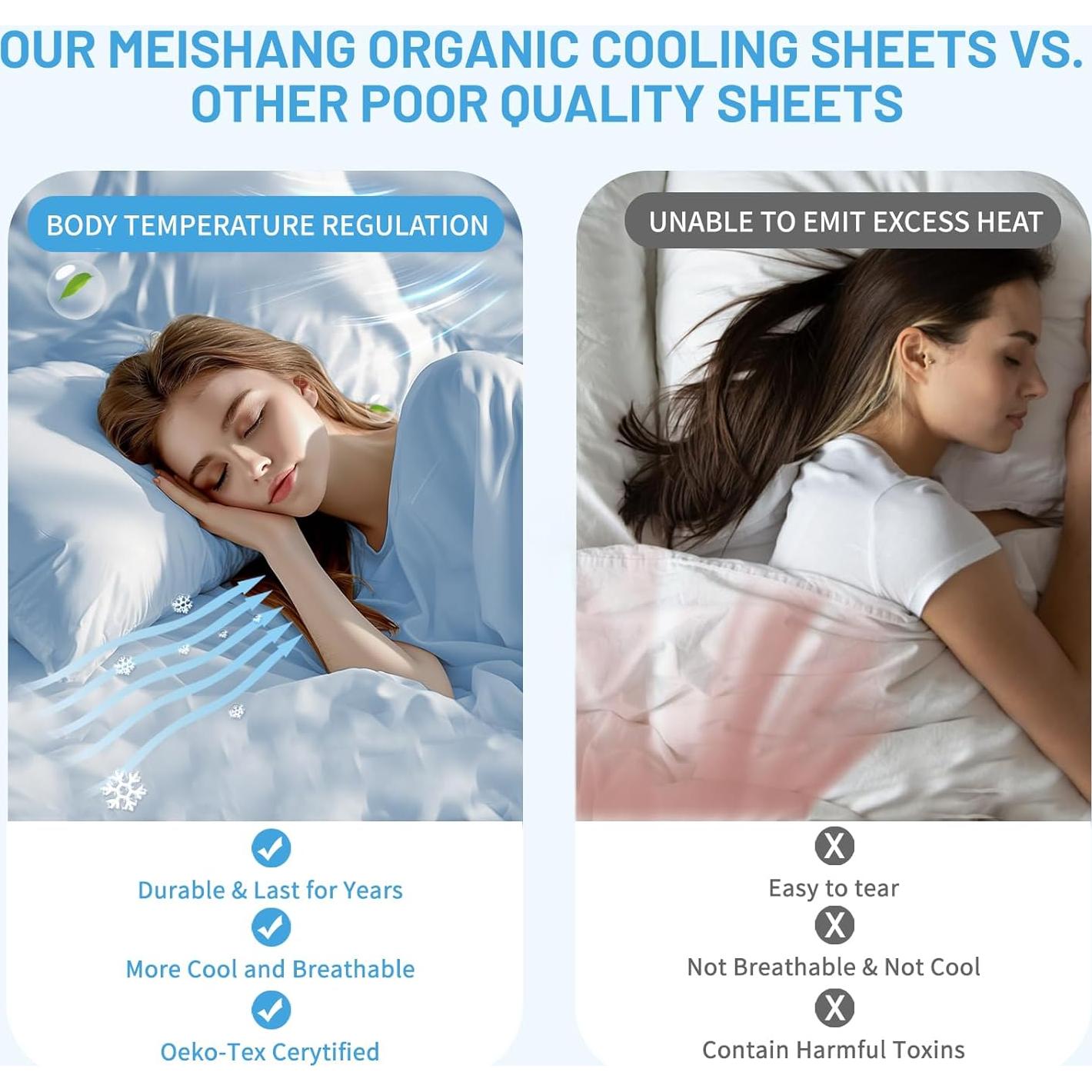 Juego de Sábanas de Viscosa de Bambú MEISHANG Completo 400TC