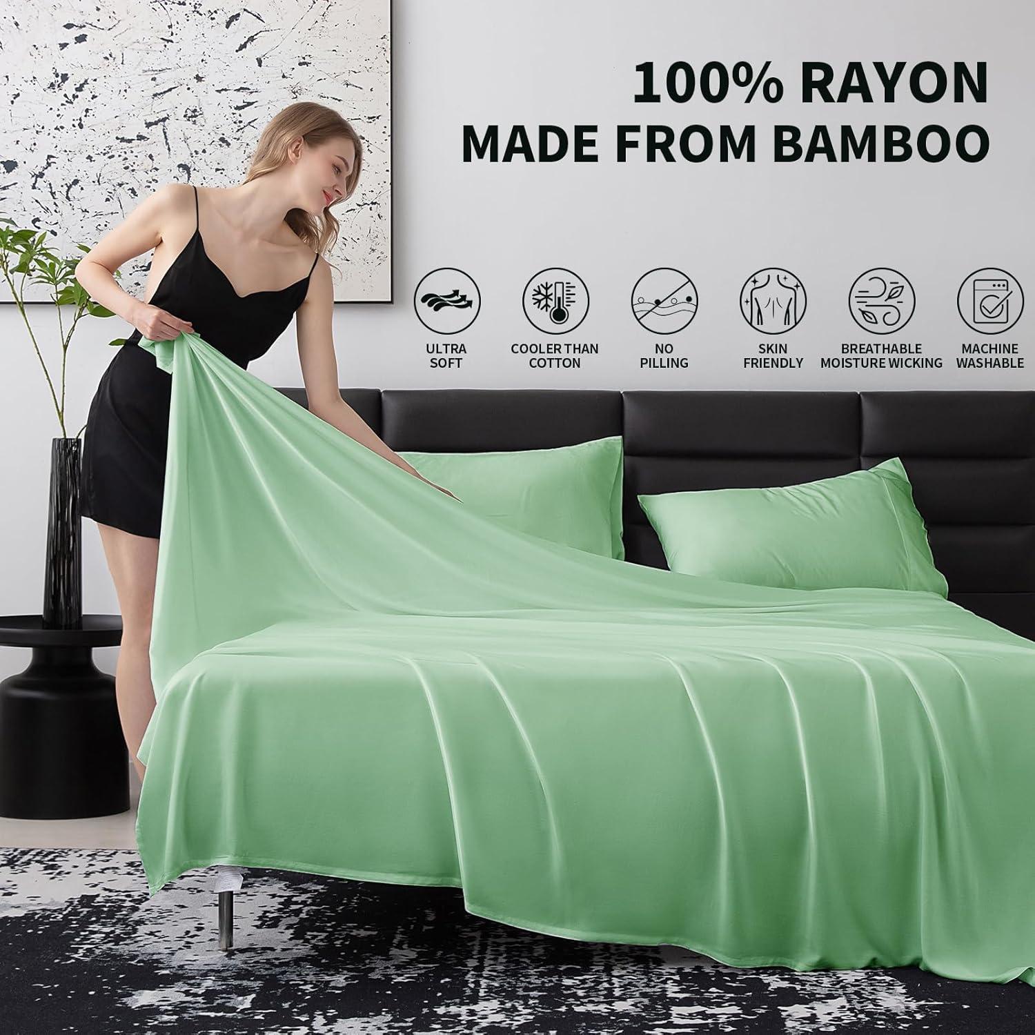 Juego de Sábanas Queen SilkWings - 100% Viscosa Bambú Verde