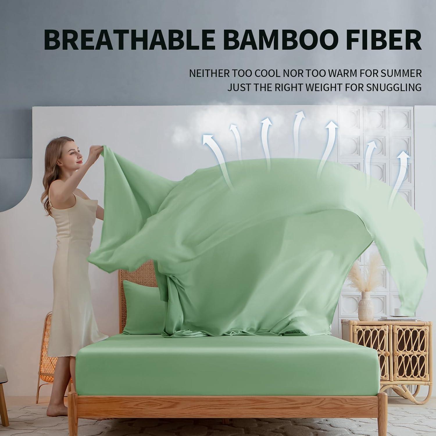 Juego de Sábanas Queen SilkWings - 100% Viscosa Bambú Verde