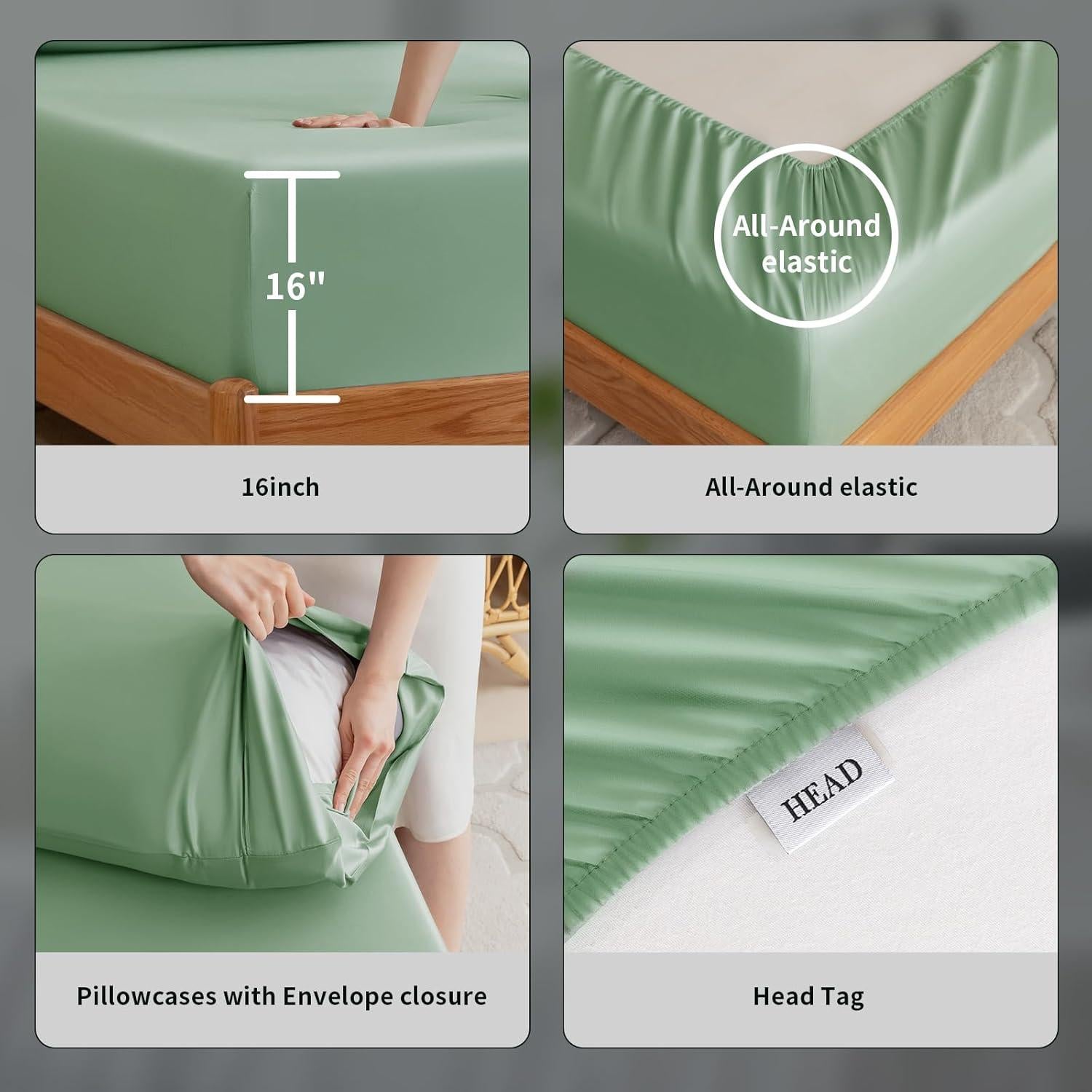 Juego de Sábanas Queen SilkWings - 100% Viscosa Bambú Verde