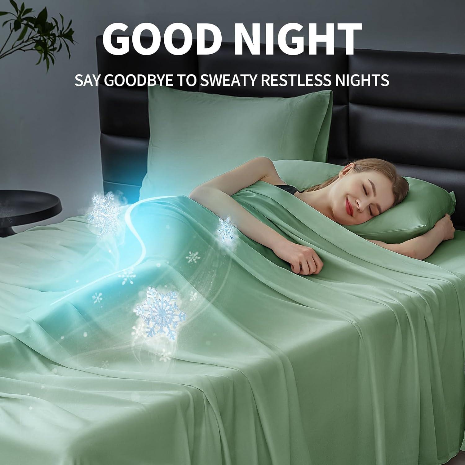 Juego de Sábanas Queen SilkWings - 100% Viscosa Bambú Verde