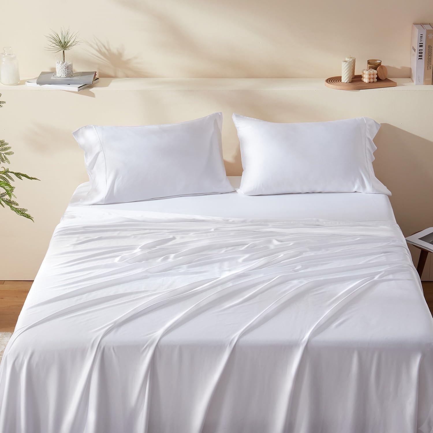 Juego de Sábanas Reina 4 Piezas HyggeB 100% Viscosa Bambú 400 Hilos
