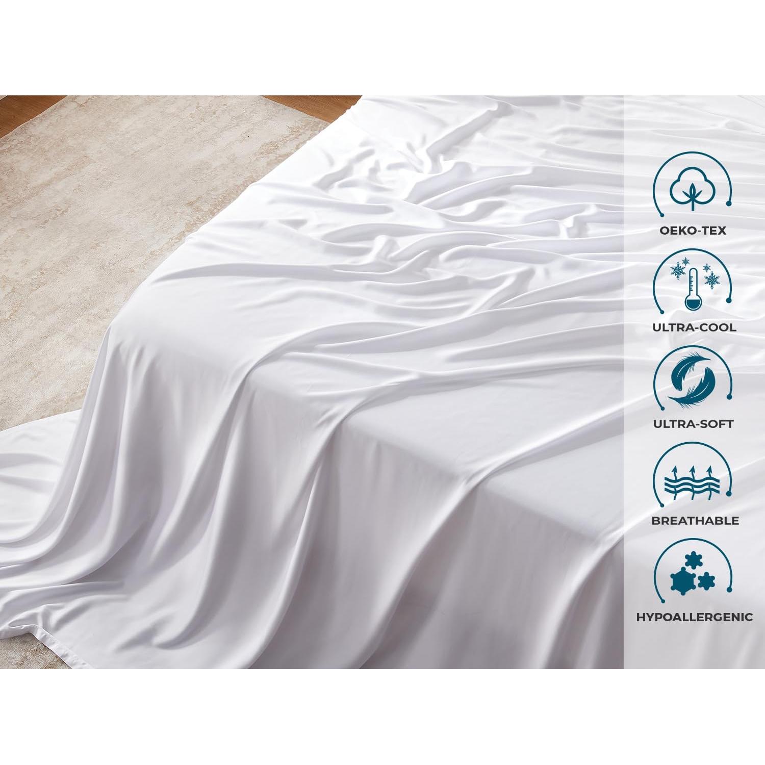 Juego de Sábanas Reina 4 Piezas HyggeB 100% Viscosa Bambú 400 Hilos