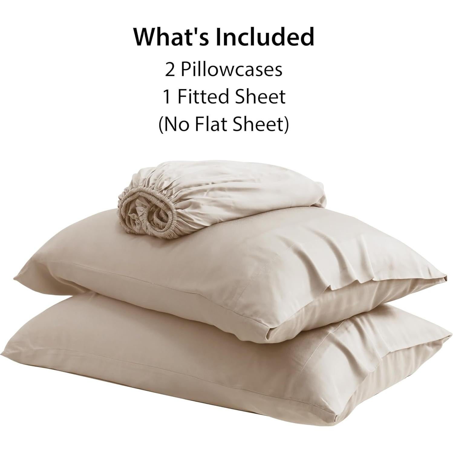 Juego de Sábanas Ajustadas Doble Zaizaihome 3 Piezas Viscosa Bambú
