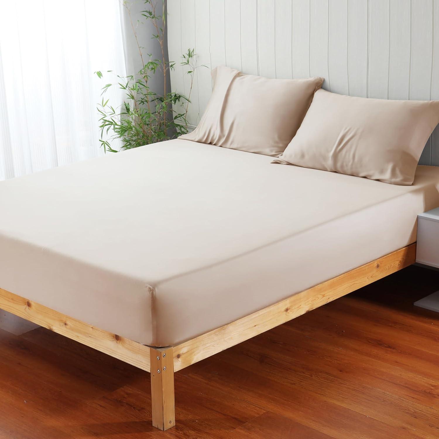Juego de Sábanas Ajustadas Doble Zaizaihome 3 Piezas Viscosa Bambú