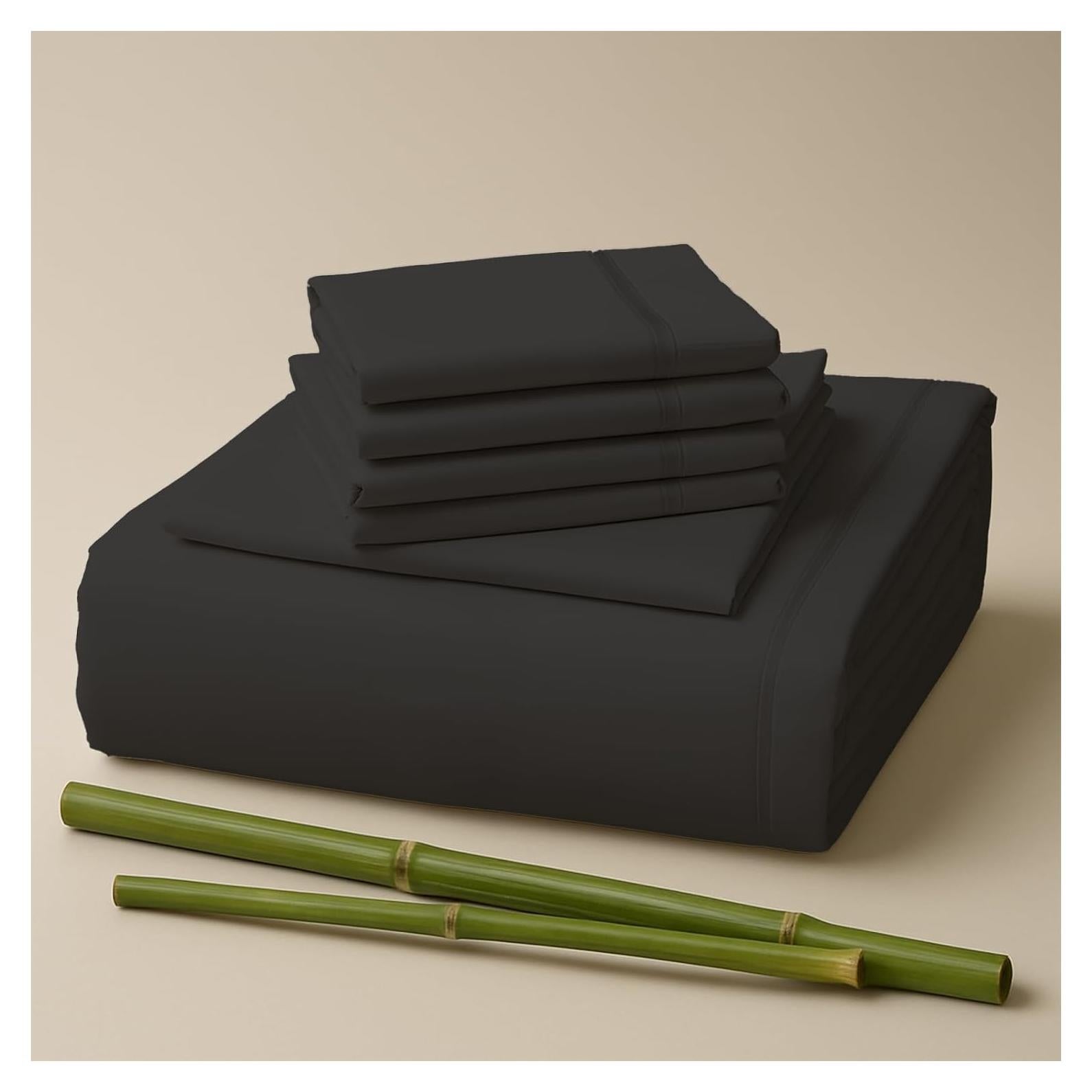 Juego de Sábanas Rey Sacred Thread 6 Piezas Rayón Bambú Gris