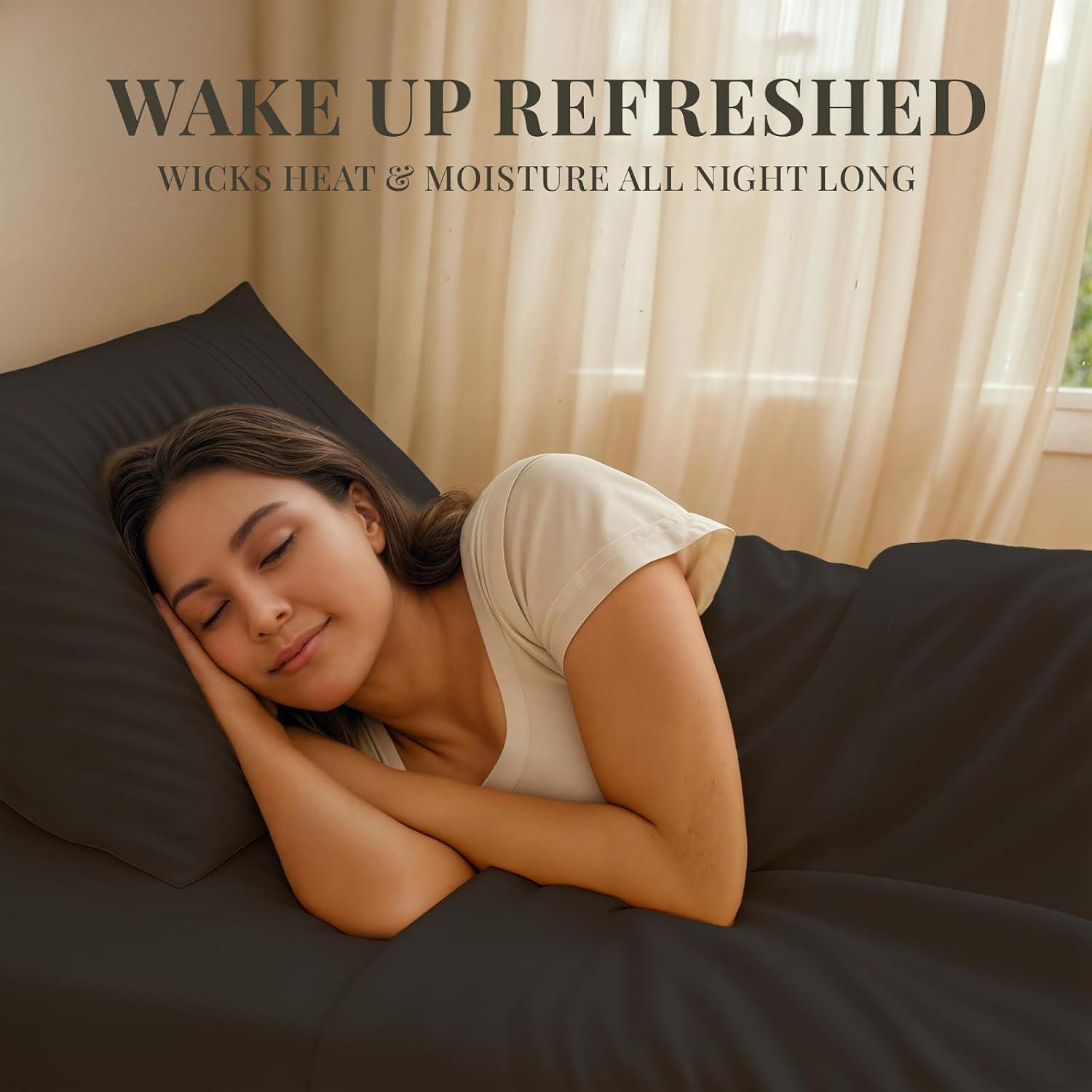 Juego de Sábanas Rey Sacred Thread 6 Piezas Rayón Bambú Gris