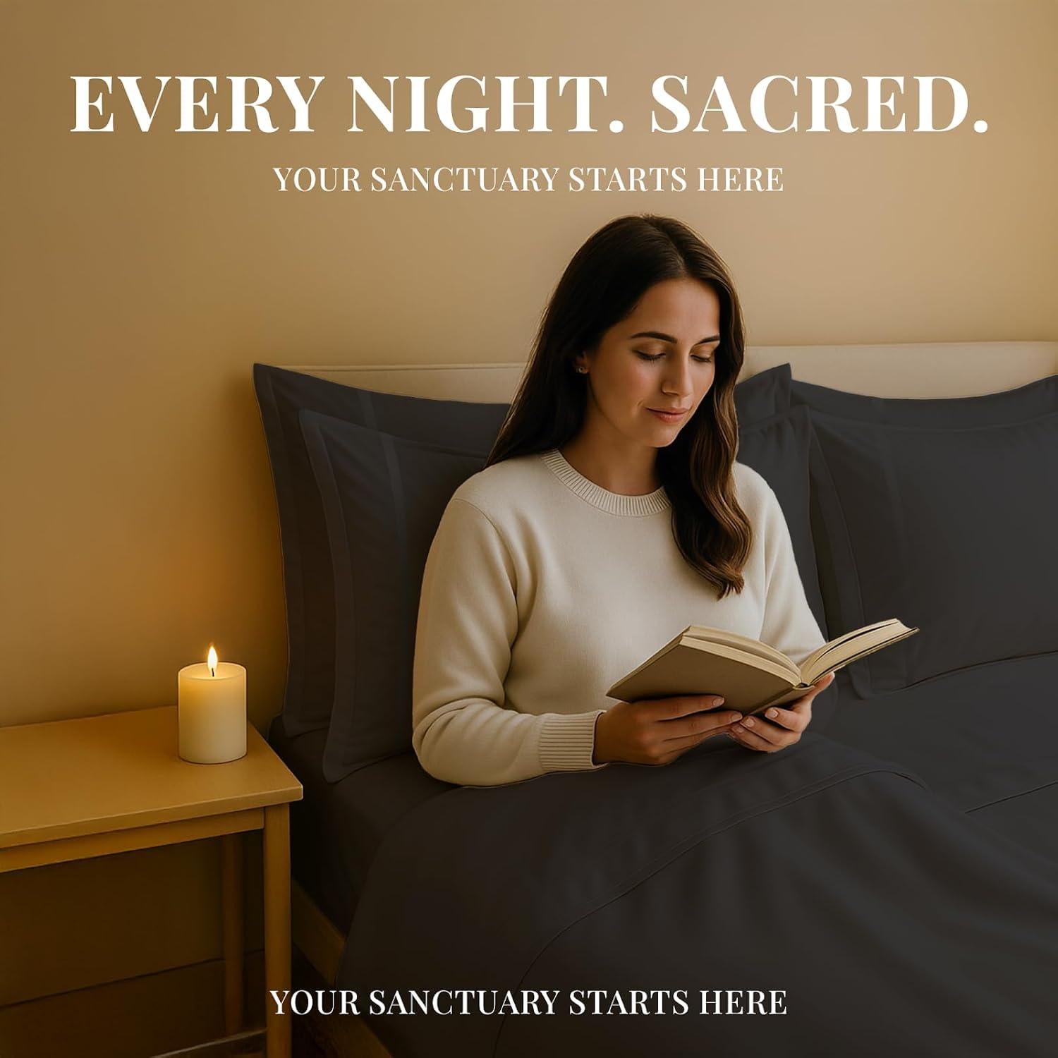 Juego de Sábanas Rey Sacred Thread 6 Piezas Rayón Bambú Gris