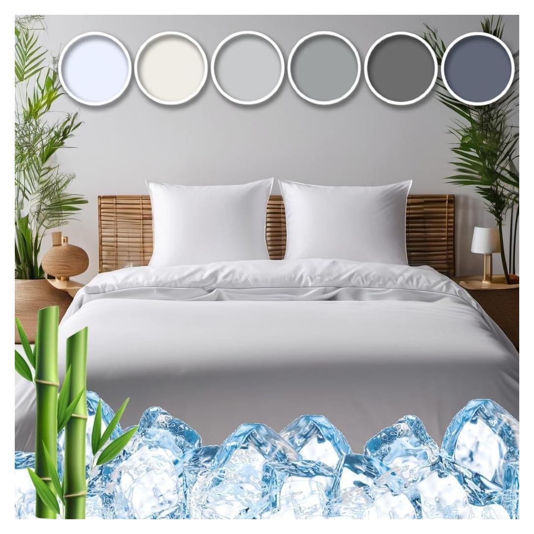 Juego de Sábanas Refrigerantes Queen Seda Vegana 156 GSM Blanco