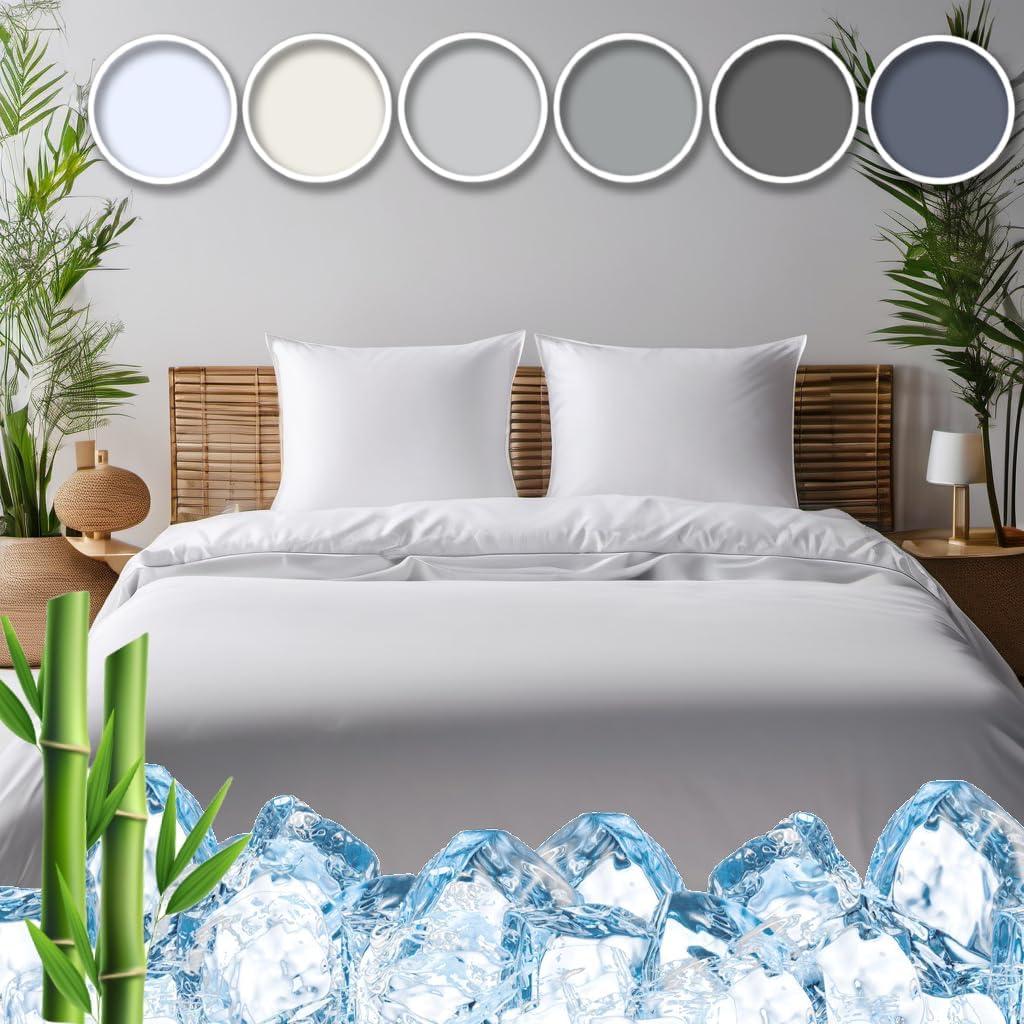 Juego de Sábanas Refrigerantes Queen Seda Vegana 156 GSM Blanco