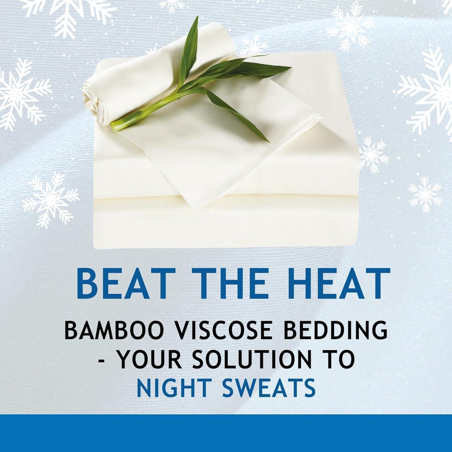 Juego de Sábanas Refrigerantes Queen Seda Vegana 156 GSM Blanco