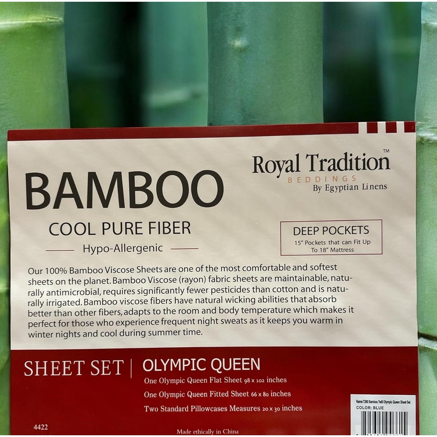 Juego de Sábanas de Viscosa de Bambú Royal Tradition Reina Marfil 4PC