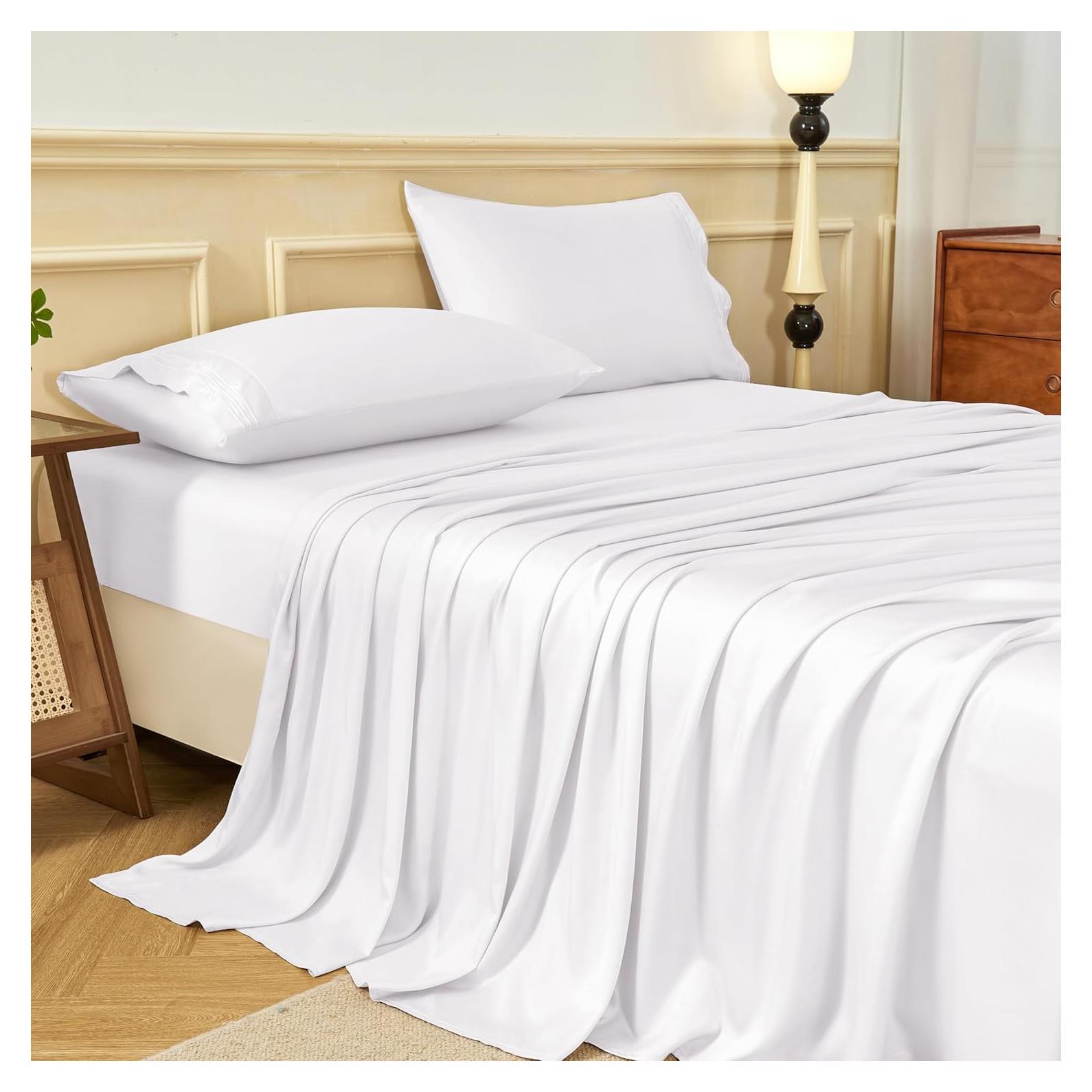 Sábanas Rey HCORA 100% Viscosa Bambú 600 Hilos Blancas