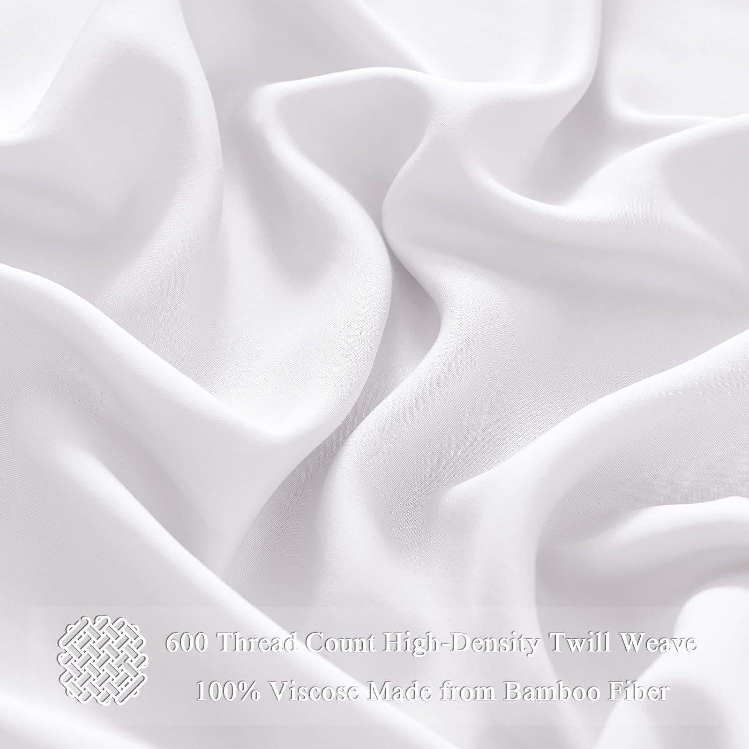 Sábanas Rey HCORA 100% Viscosa Bambú 600 Hilos Blancas