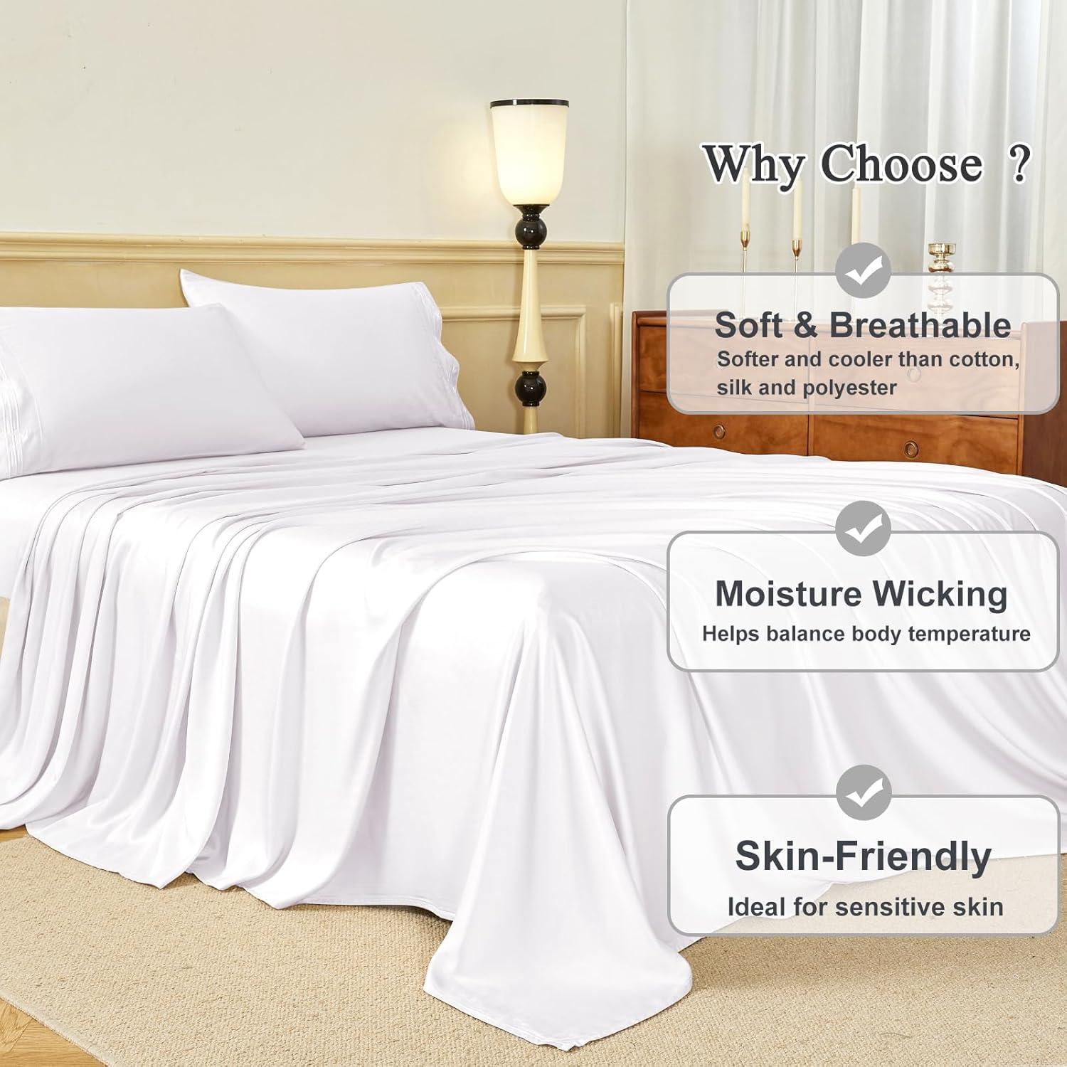 Sábanas Rey HCORA 100% Viscosa Bambú 600 Hilos Blancas