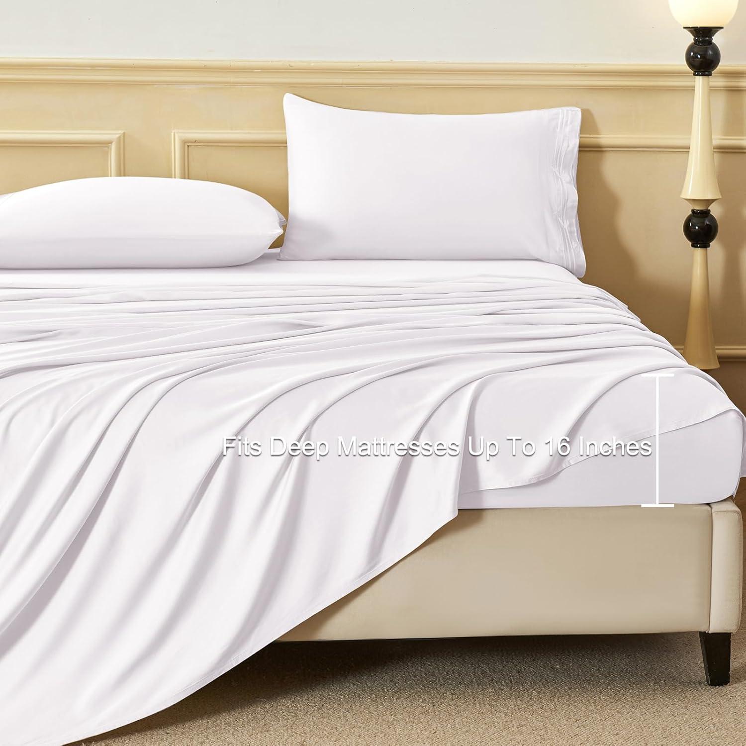 Sábanas Rey HCORA 100% Viscosa Bambú 600 Hilos Blancas