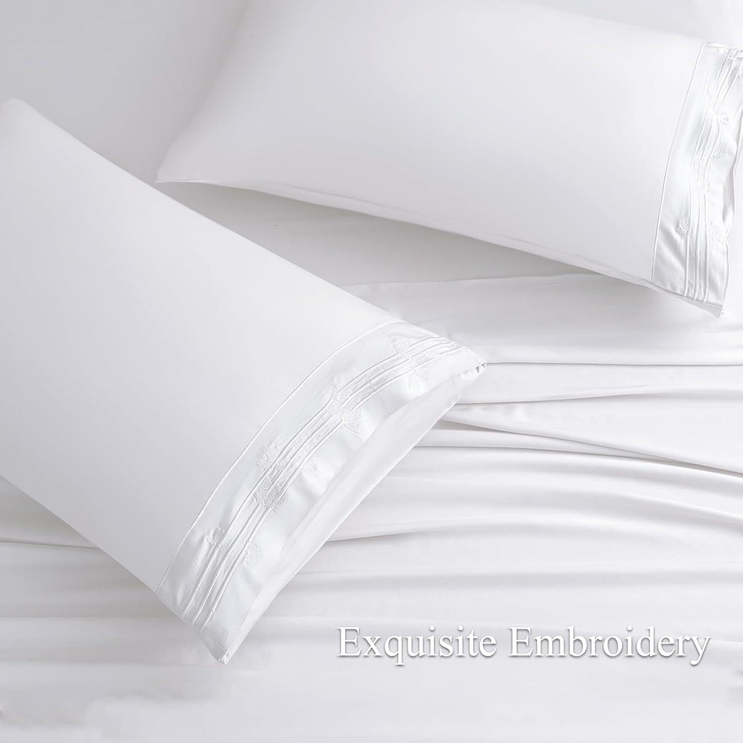 Sábanas Rey HCORA 100% Viscosa Bambú 600 Hilos Blancas