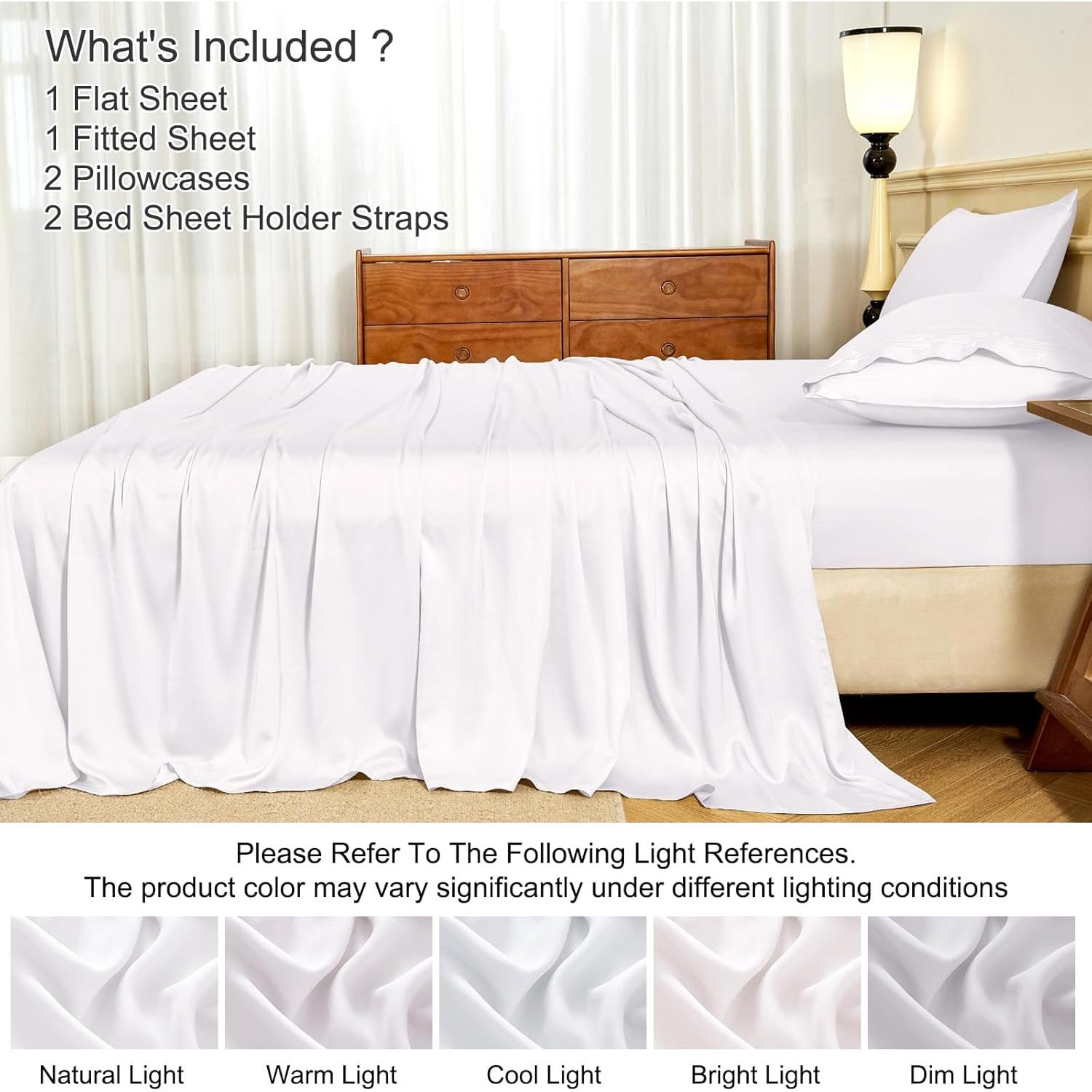 Sábanas Rey HCORA 100% Viscosa Bambú 600 Hilos Blancas