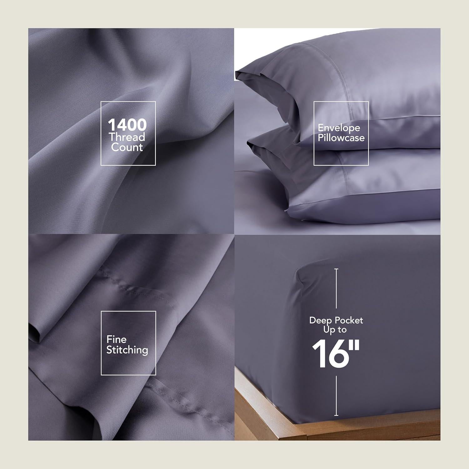 Juego de Sábanas King EPITEX 4 Piezas Viscosa Bambú 200 Hilos