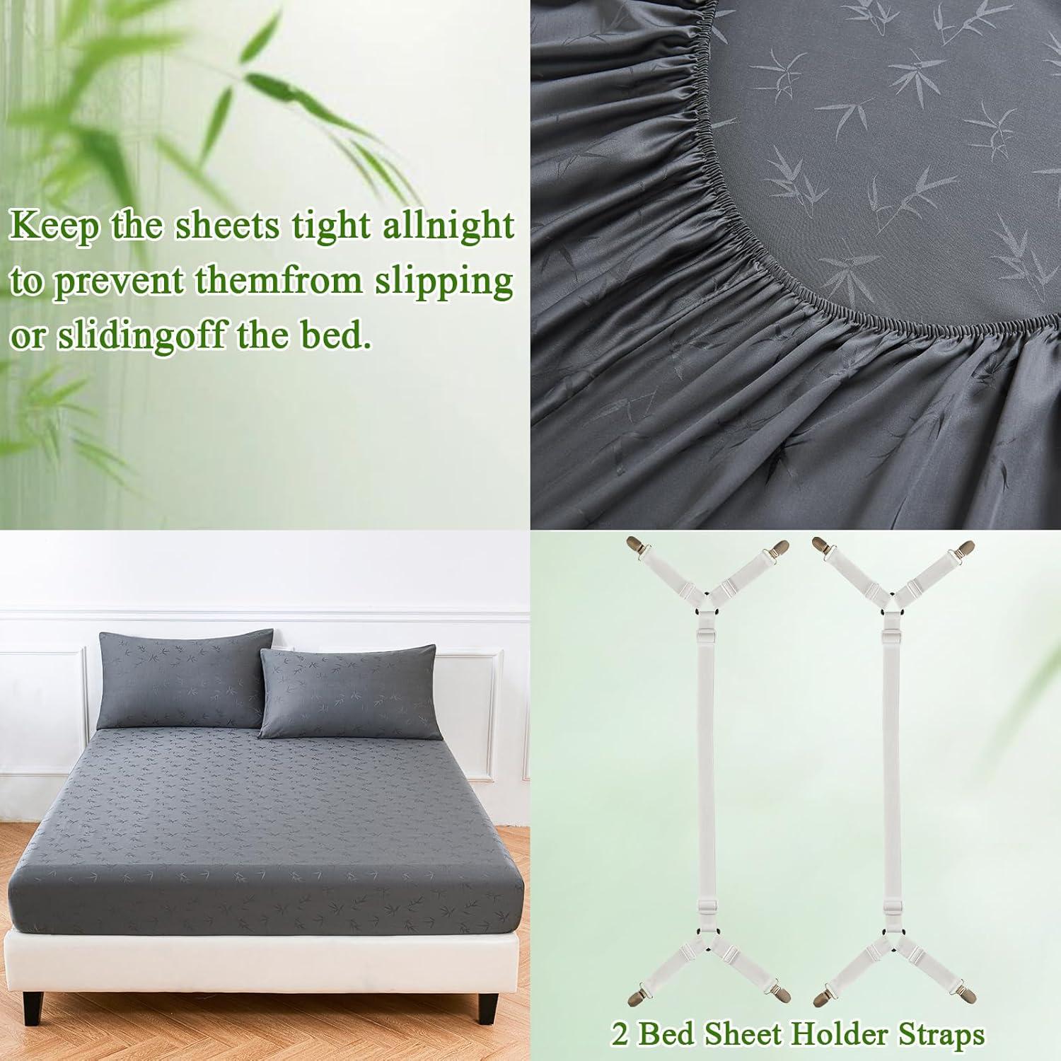 Juego de Sábanas Reina HCORA 100% Viscosa Bambú 600 Hilos Gris