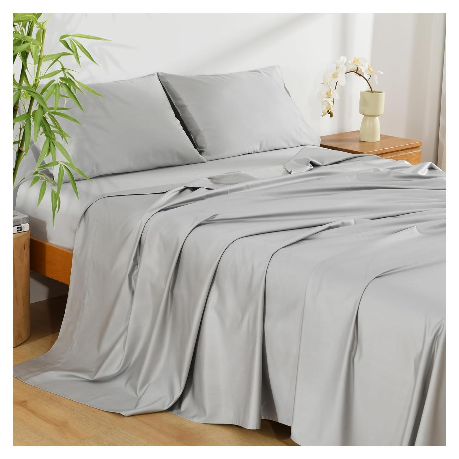 Juego de Sábanas King NATUREFIELD 4 Piezas Rayón Bambú Algodón
