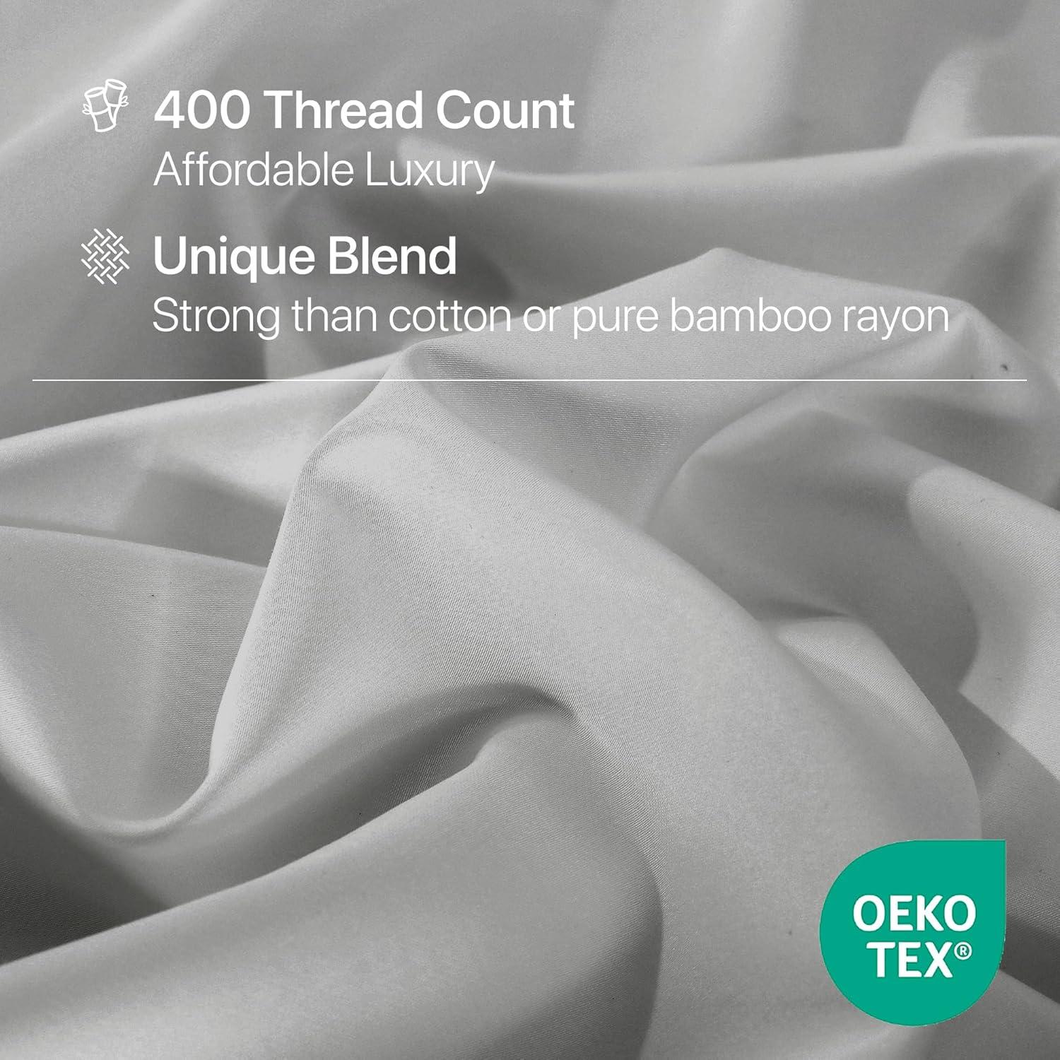 Juego de Sábanas King NATUREFIELD 4 Piezas Rayón Bambú Algodón