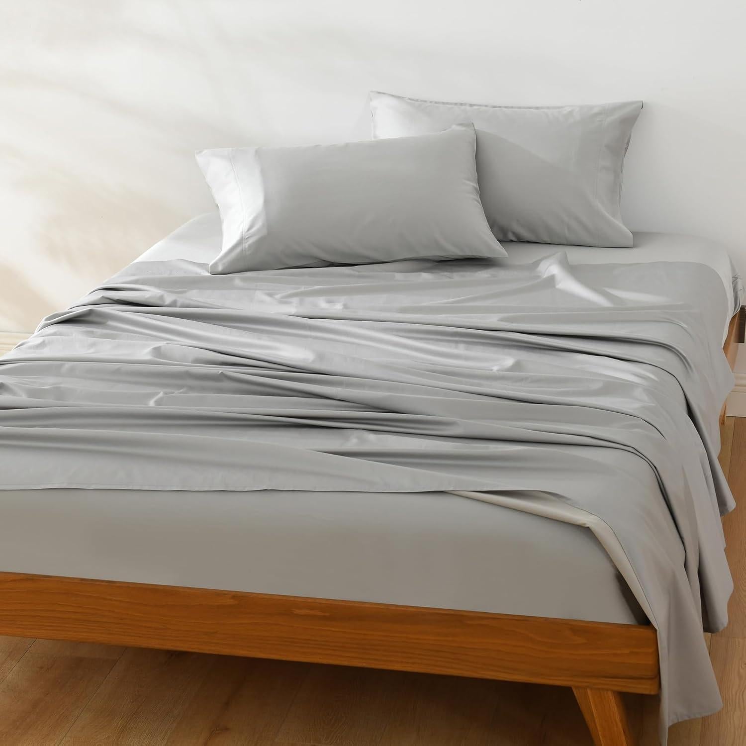 Juego de Sábanas King NATUREFIELD 4 Piezas Rayón Bambú Algodón