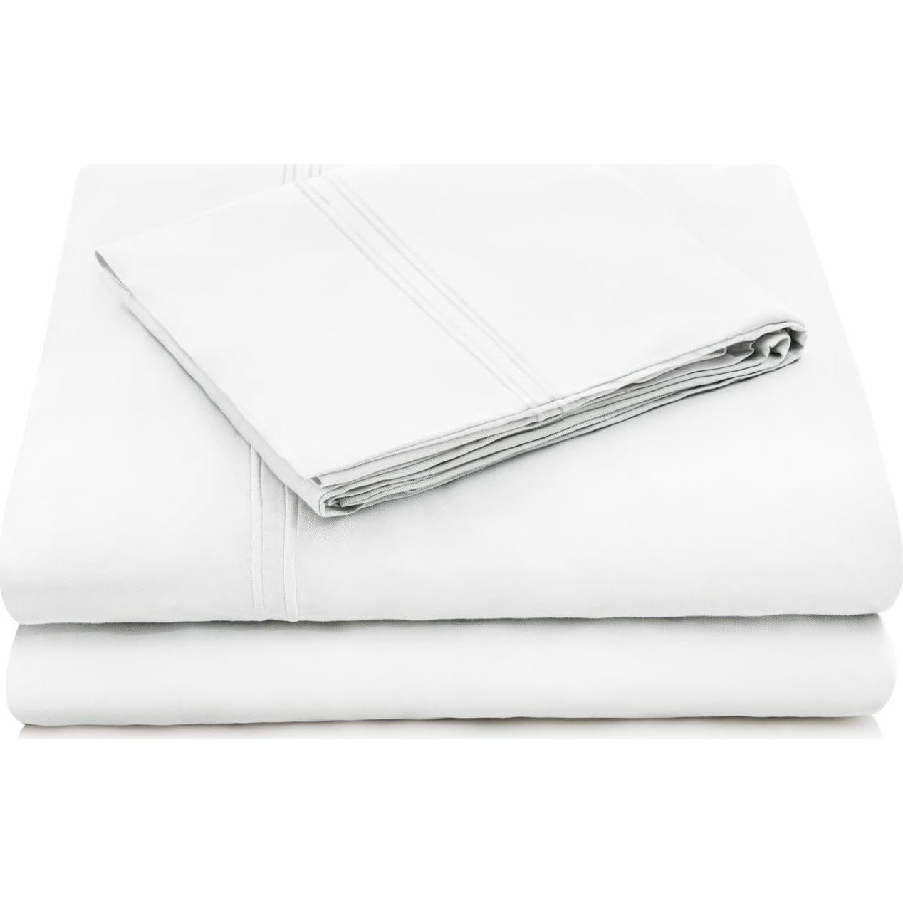 Juego de Sábanas Individual MALOUF 100% Rayón de Bambú Blanco