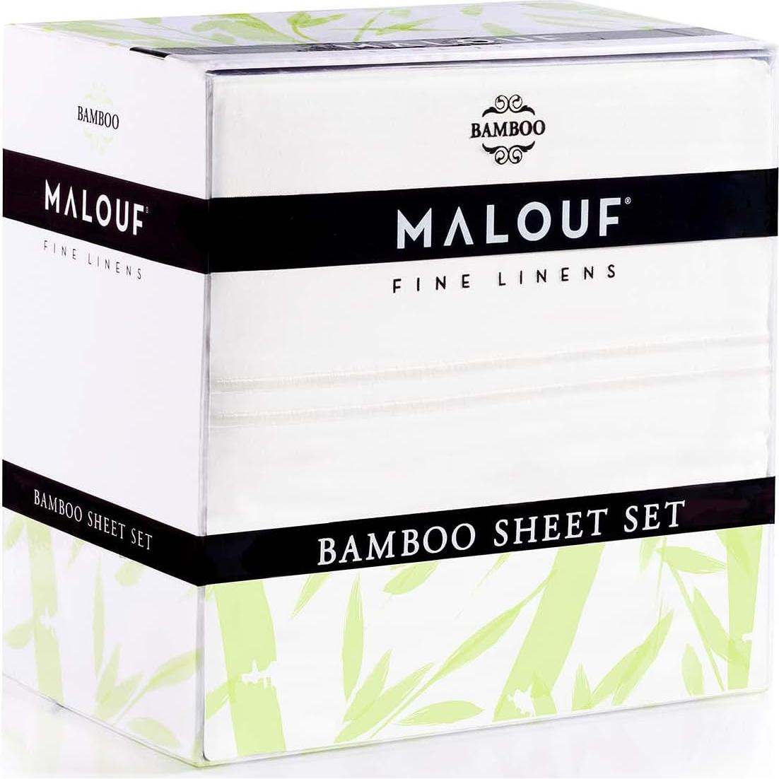 Juego de Sábanas Individual MALOUF 100% Rayón de Bambú Blanco